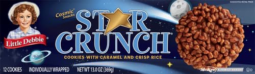 Little Debbie Star Crunch 12 Individually Wrapped Cookies, Chocolate, Caramel and Fudge, 13 Oz