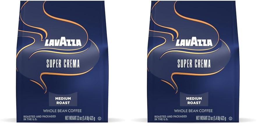Lavazza Super Crema Whole Bean Coffee, Medium Espresso Roast, Arabica and Robusta Blend, 2.2 lb Bag, Package May Vary (Pack of 1)
