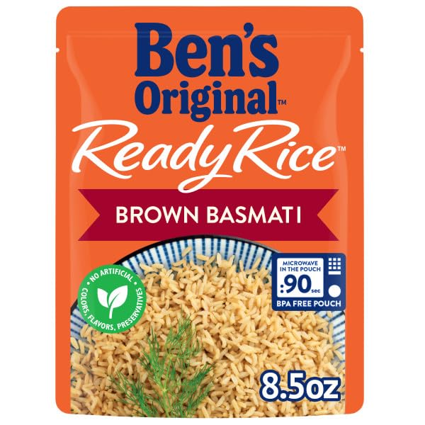 BEN'S ORIGINAL Ready Rice Brown Basmati Rice, Easy Dinner Side, 8.5 oz Pouch (Pack of 12)