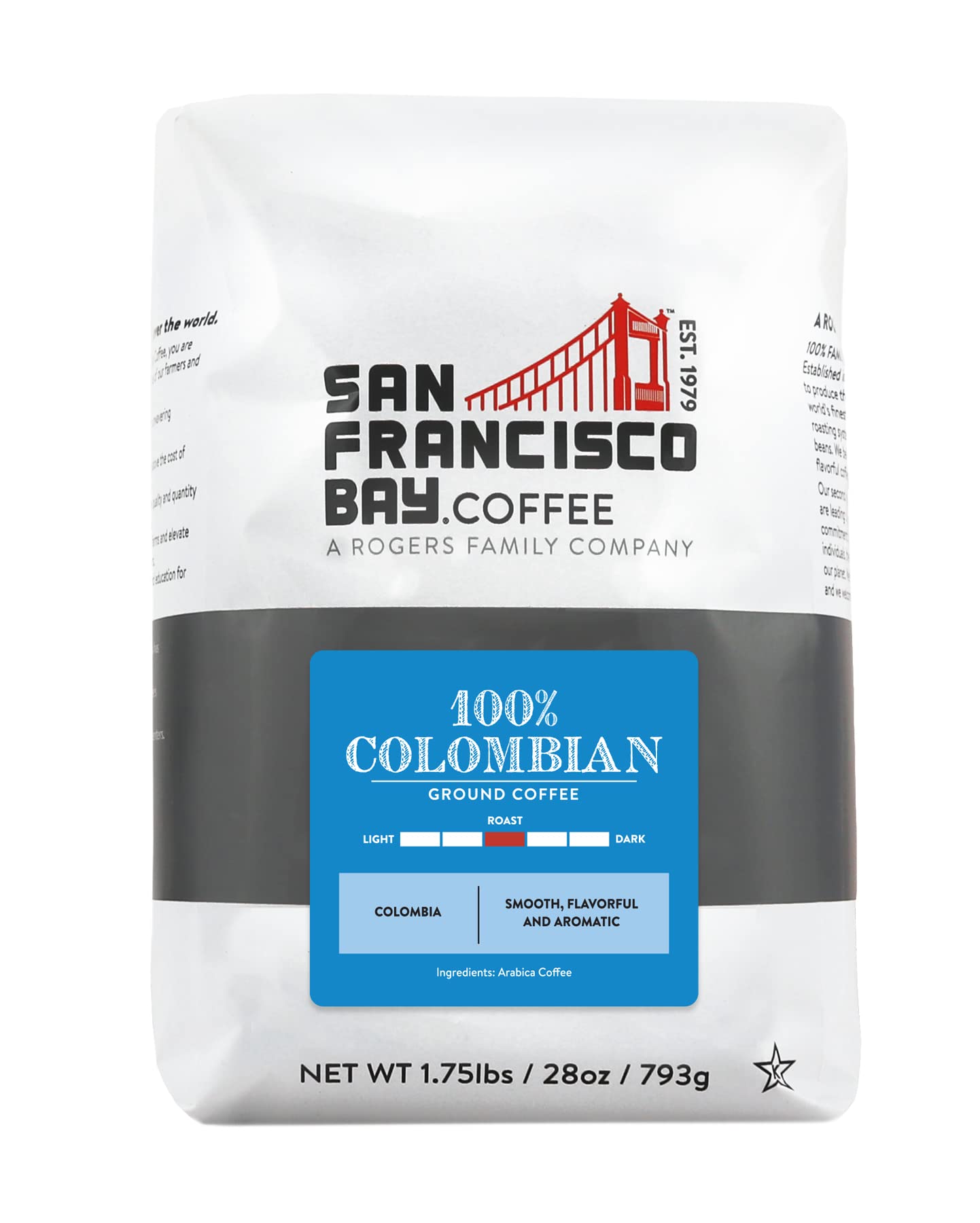 San Francisco Bay Coffee - Medium-Dark Roast - Organic Rainforest Blend (28 oz bag) - Ground Coffee, USDA Organic