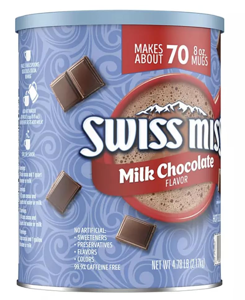 Swiss Miss Milk Chocolate Hot Cocoa Mix Canister, 70 Servings, 4.78 lb W/CC's Sweets and Snacks Scoop