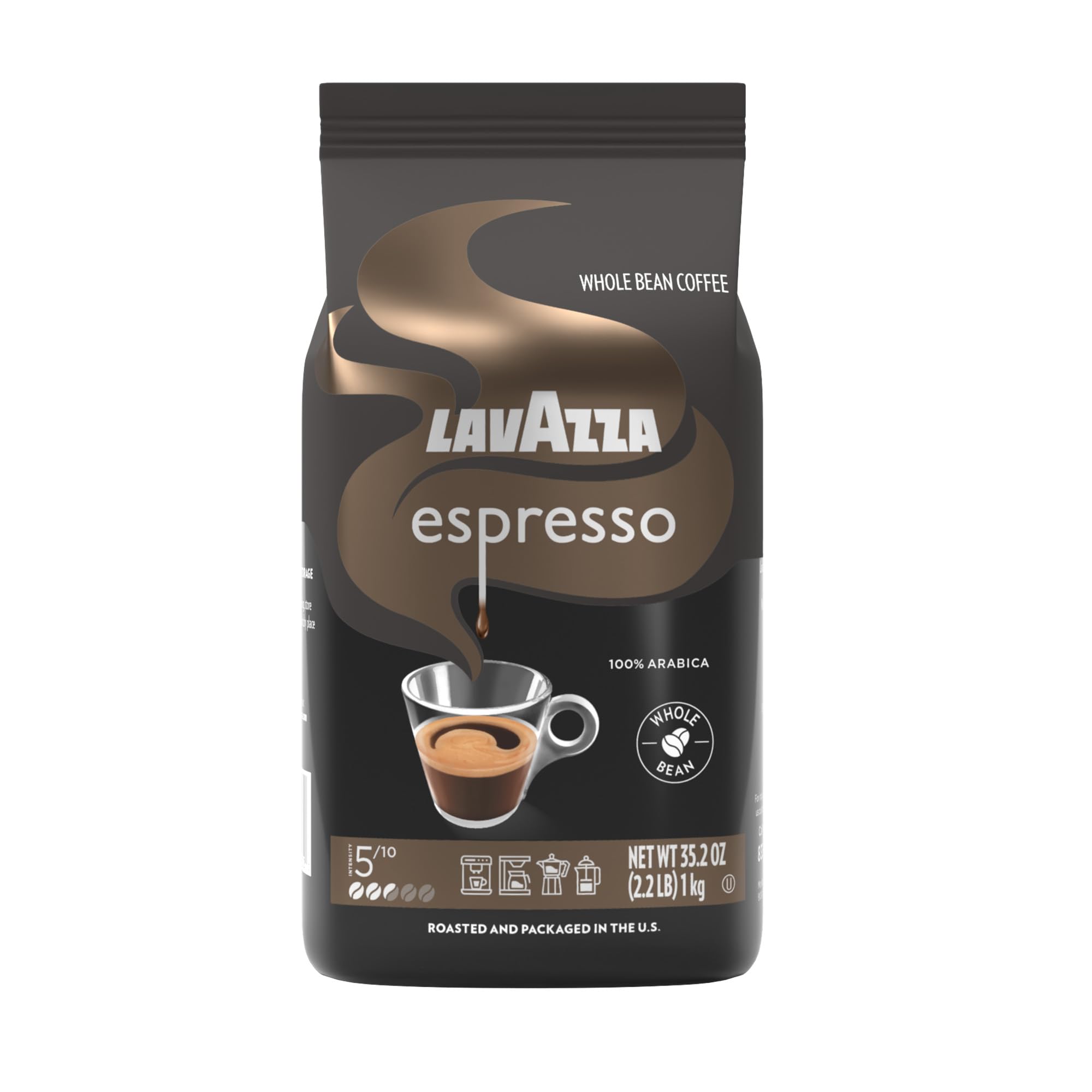 Lavazza Super Crema Whole Bean Coffee, Medium Espresso Roast, Arabica and Robusta Blend, 2.2 lb Bag, Package May Vary (Pack of 1)