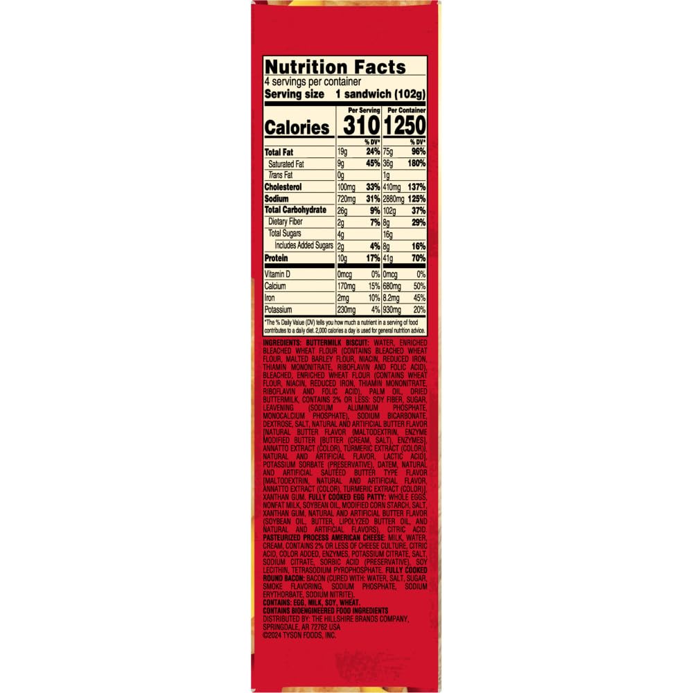 Jimmy Dean Bacon, Egg & Cheese Biscuit Sandwiches, 4 Count (Frozen)