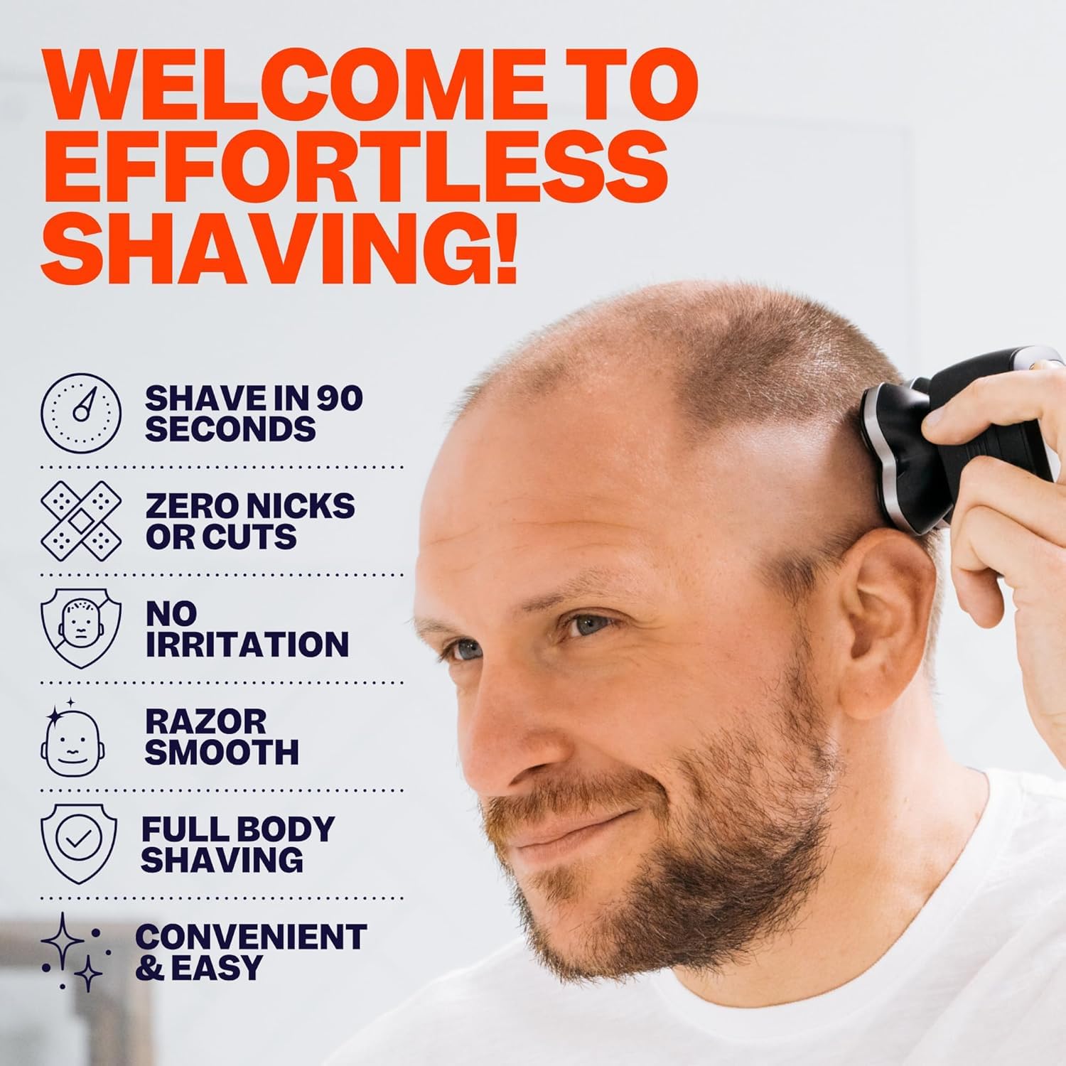 Freebird FlexSeries Electric Head & Body Hair Shaver - Mens Cordless Rechargeable Wet/Dry Skull Bald Head Back & Groin Waterproof Razor with Rotary Blades, Clippers, Nose Trimmer, Brush, Massager