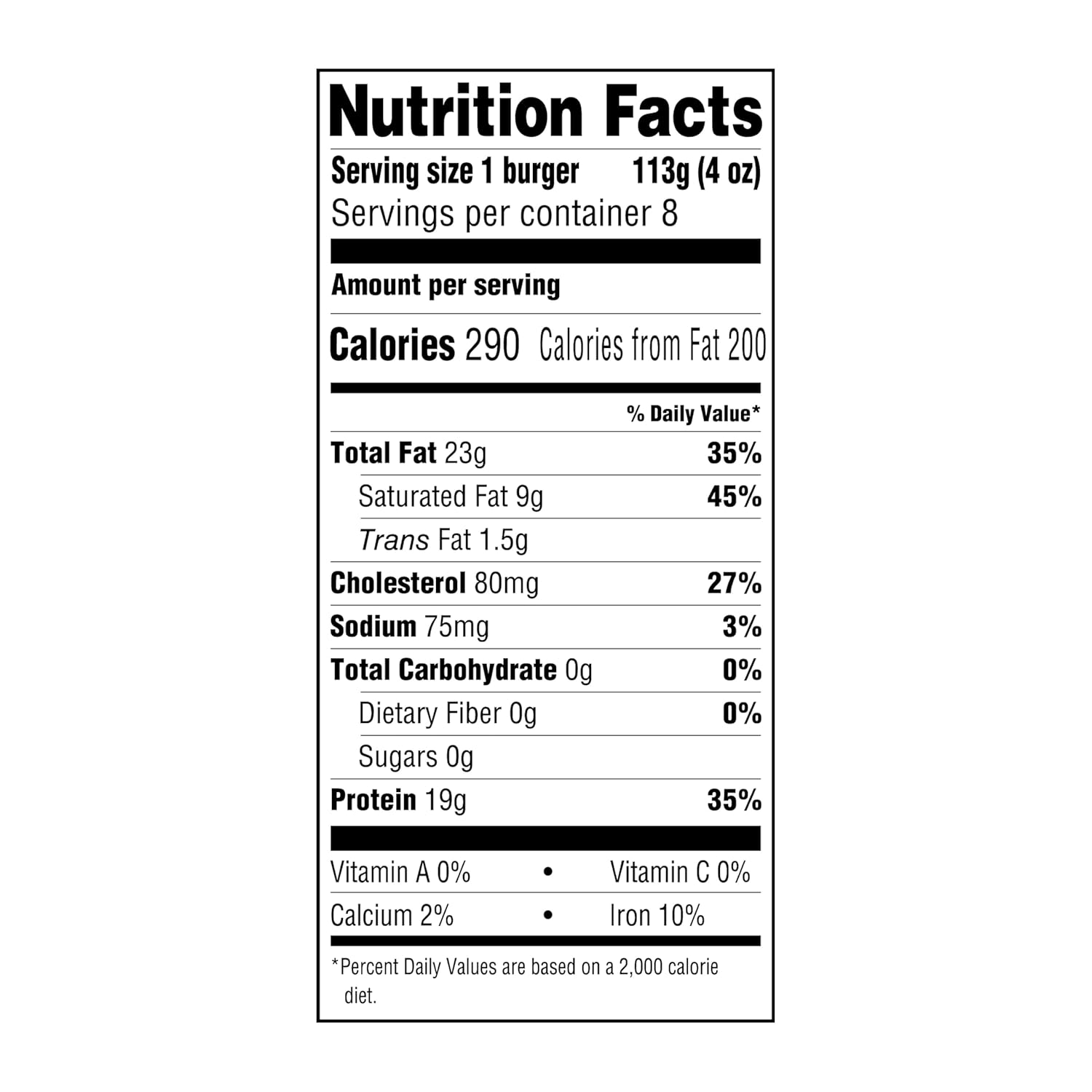 Amazon Grocery, Ground Beef Burgers, 80% Lean, 20% Fat, 32 Oz, 8 Ct, Frozen (Previously Fresh Brand, Packaging May Vary)