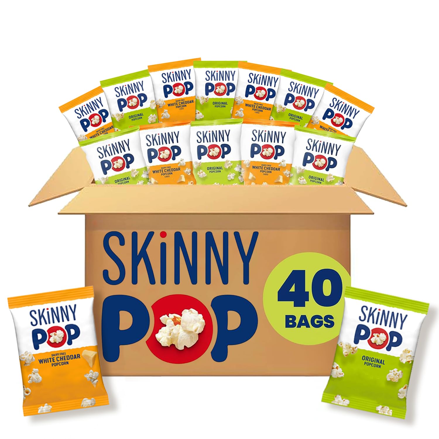 SkinnyPop Popcorn, Original, Whole Grain, Dairy-Free Snack, 0.65oz Bags (30ct)
