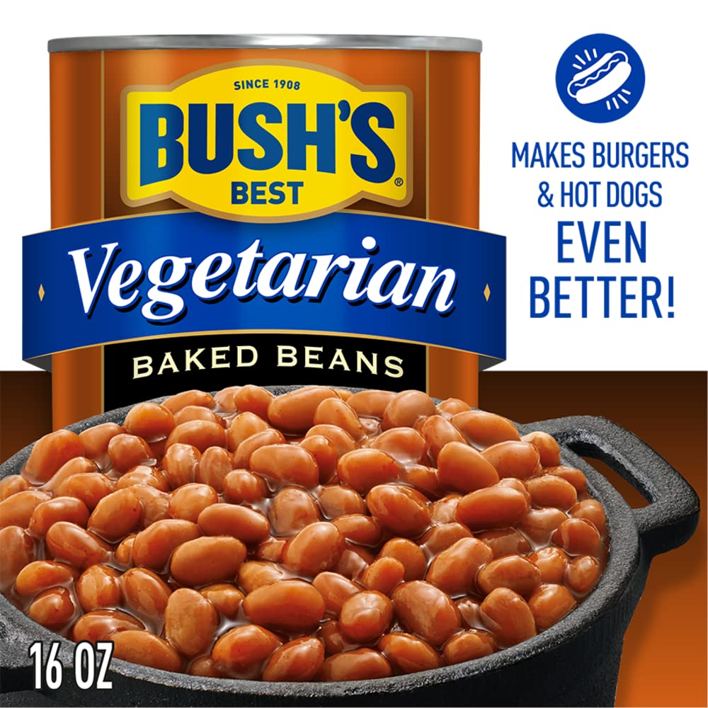BUSH'S BEST 16 oz Canned Maple Cured Bacon Baked Beans Source of Protein and Fiber, Low Fat, Gluten Free, (Pack of 12)