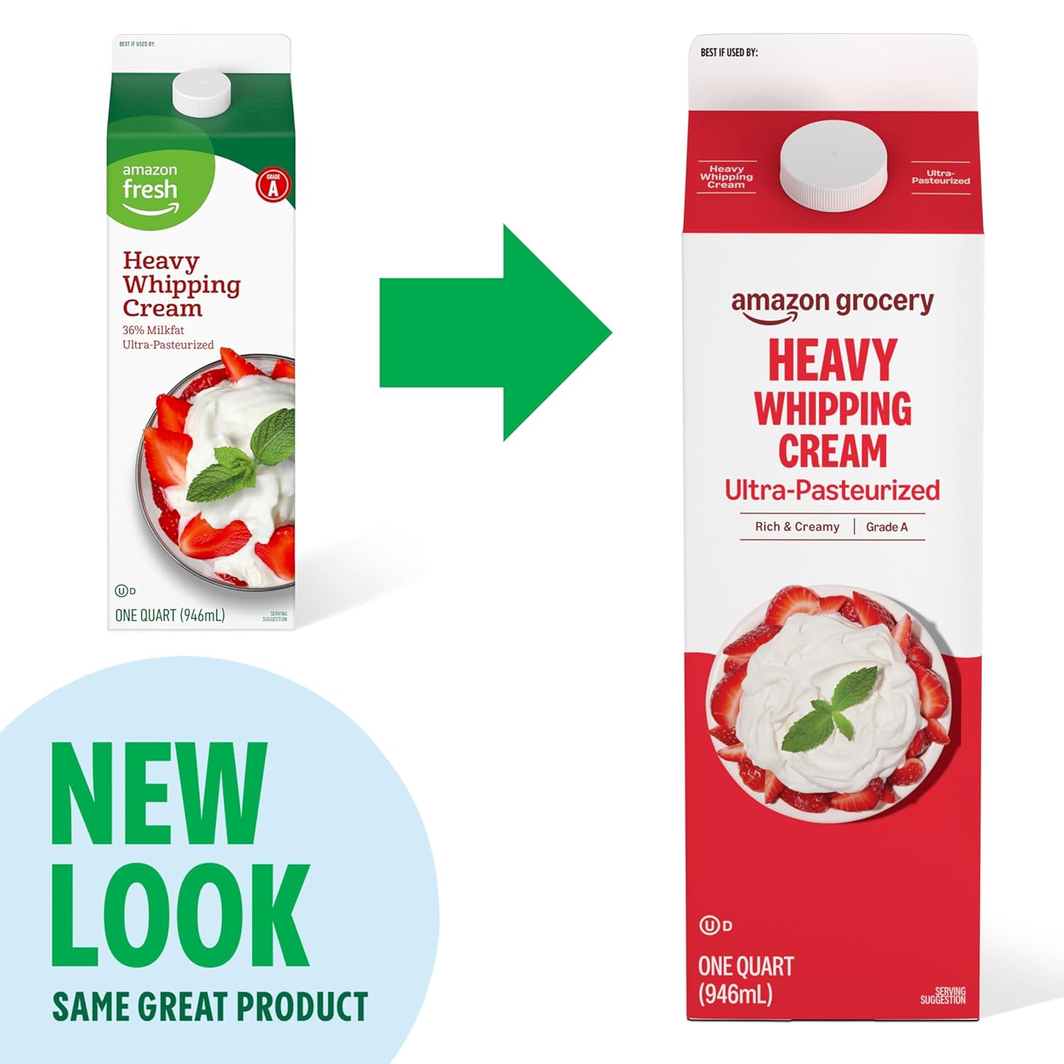 Amazon Grocery, Heavy Whipping Cream, Ultra-Pasteurized, 32 Fl Oz (Previously Amazon Fresh, Packaging May Vary)