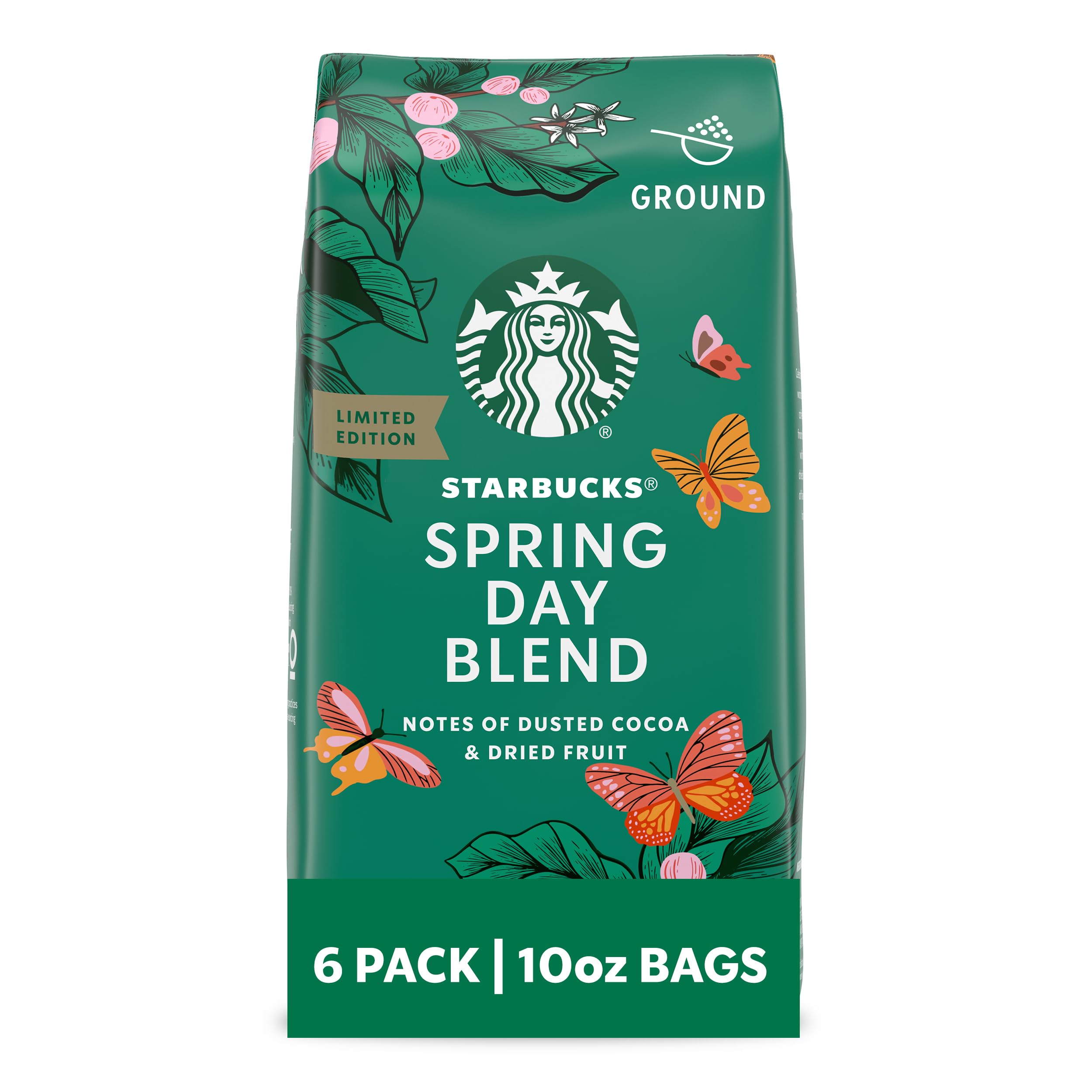 Starbucks Ground Coffee, Medium Roast Hot or Iced Coffee, Breakfast Blend, 18 oz