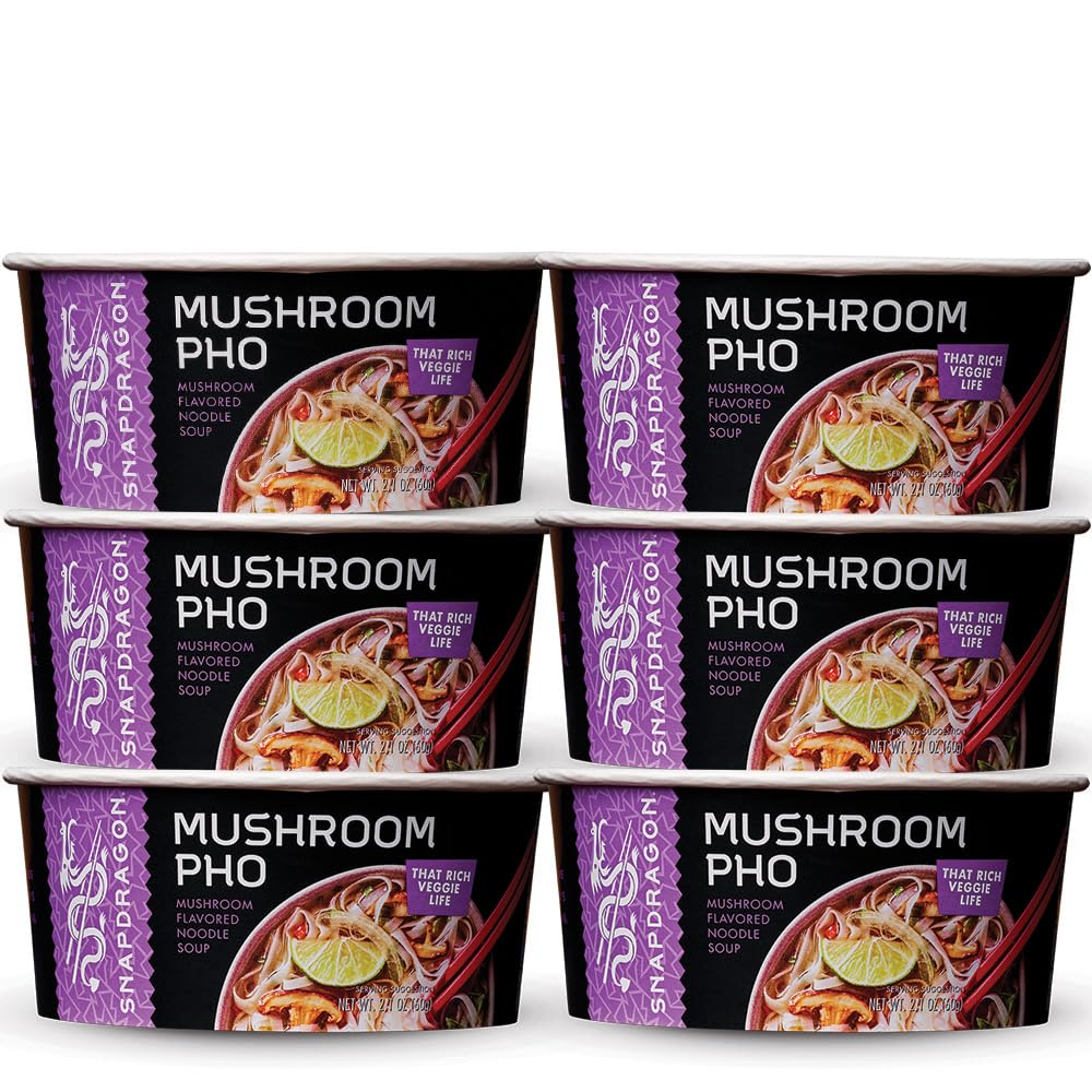 Snapdragon Chicken Pho Instant Noodle Bowl Six Pack, Rich Chicken Flavored Broth with Rice Noodles, Gluten Free, No Artificial Flavors, 6 2.1oz Bowls