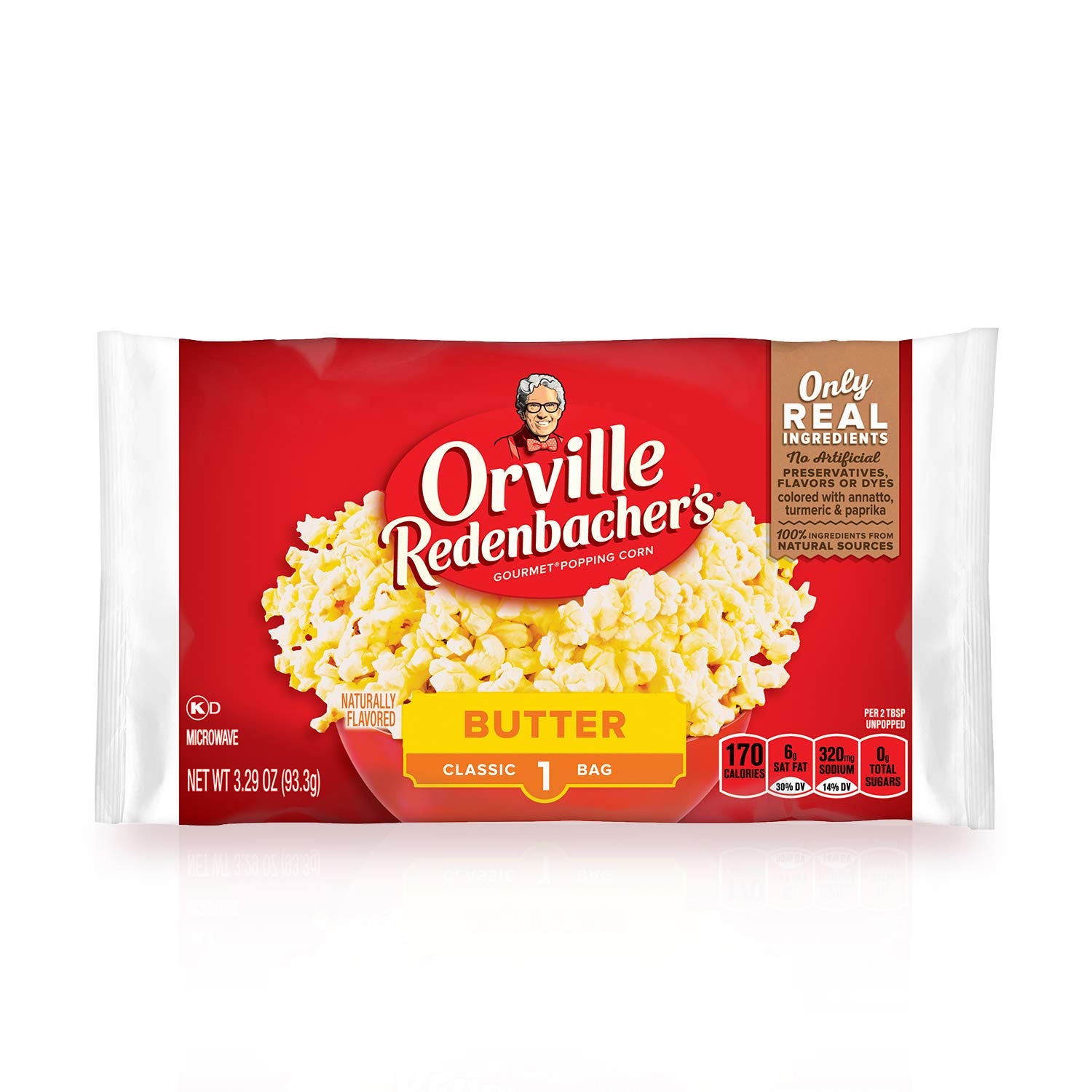 Orville Redenbacher’s Microwave Popcorn, Butter Flavor, 3g Fiber Per Serving, 3.29 oz., 36-Count