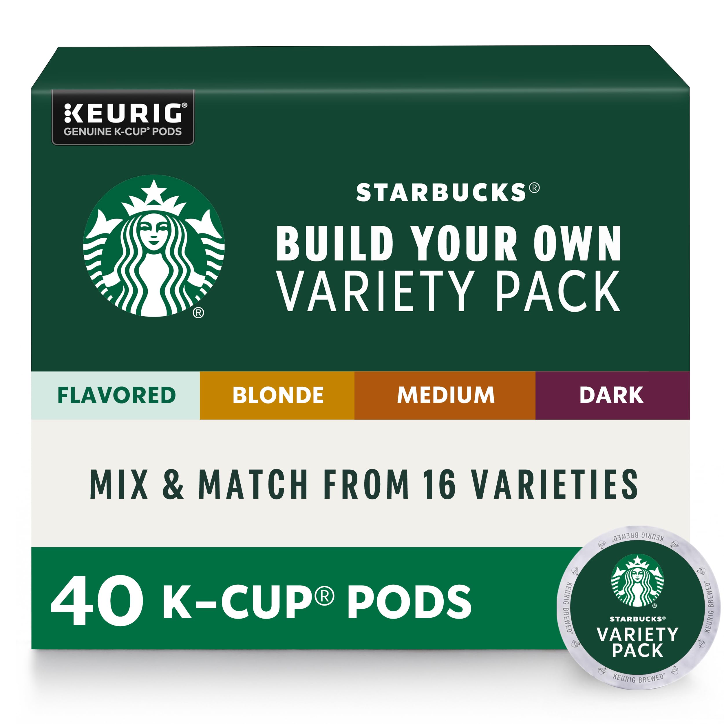 Starbucks K-Cup Coffee Pods, Medium Roast Hot or Iced Coffee, Pike Place Roast, 22 Keurig Pods