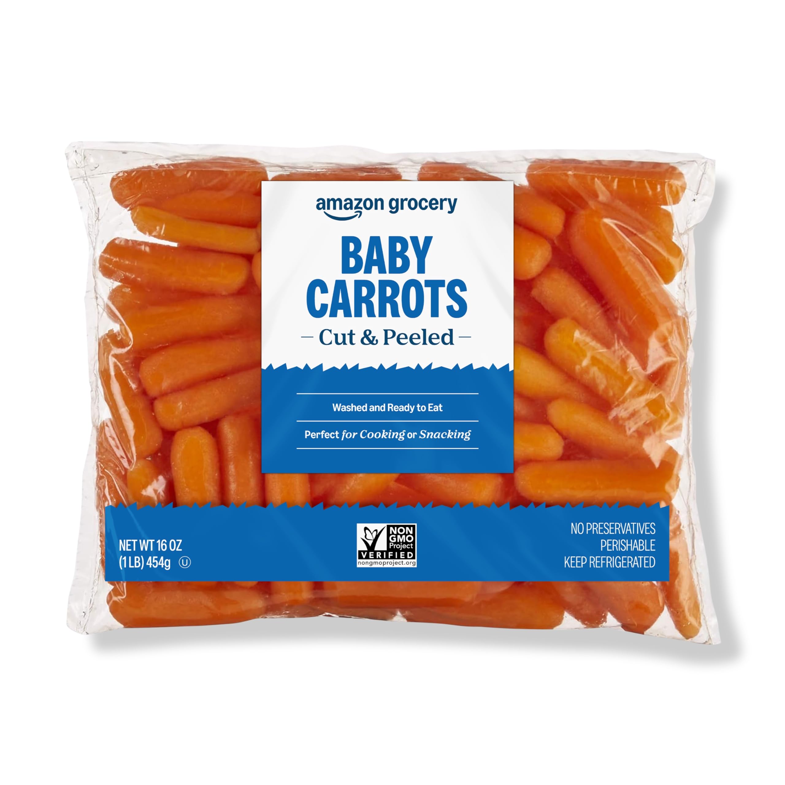 Amazon Grocery, Cut & Peeled Baby Carrots, 16 Oz (Previously Fresh Brand, Packaging May Vary)
