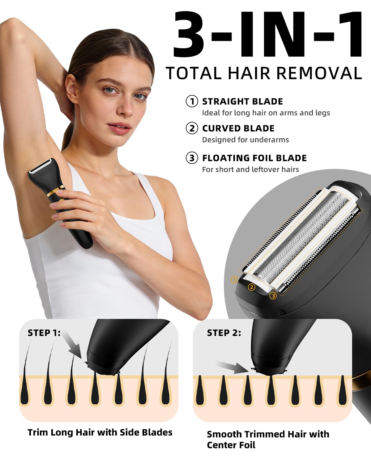 Ufree Bikini Trimmer Electric Razors for Women, Rechargeable Pubic Body Hair Trimmer Electric Shaver for Legs Body Hair, Bikini Shaver IPX7 Waterproof, Gifts for Women, Purple