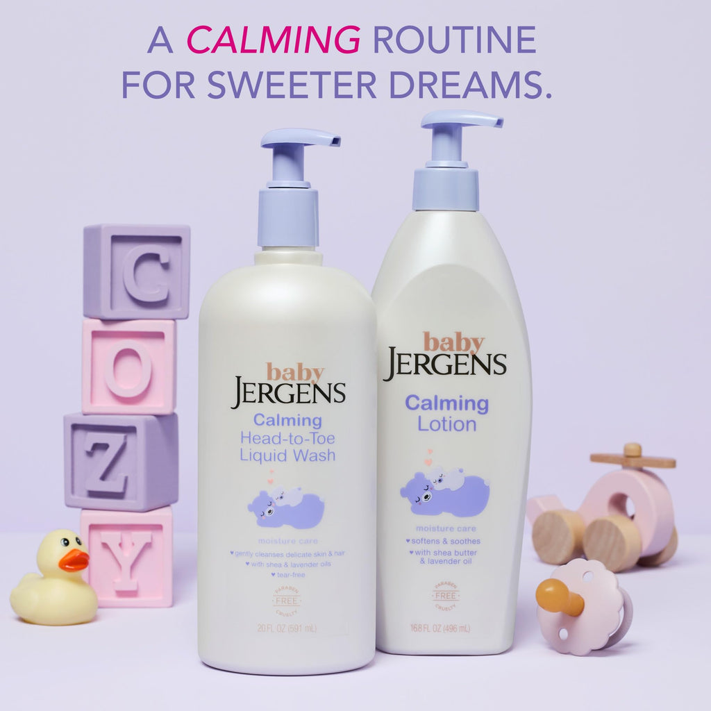 Jergens Baby Calming Head to Toe Foaming Wash, Baby Shampoo and Body Wash, Shampoo Tear Free, Kids Foaming Body Wash, 18 Fl Oz