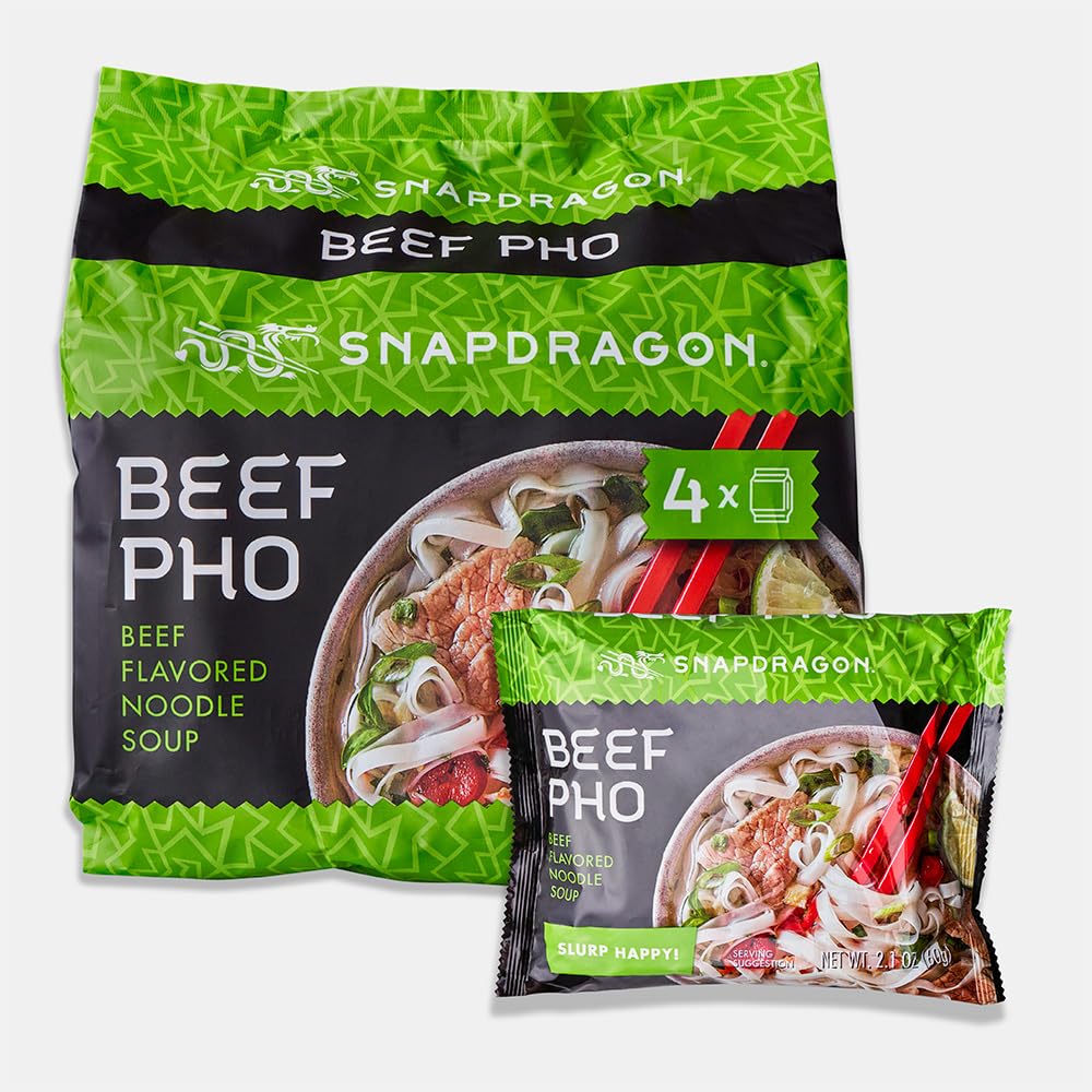 Snapdragon Chicken Pho Instant Noodle Bowl Six Pack, Rich Chicken Flavored Broth with Rice Noodles, Gluten Free, No Artificial Flavors, 6 2.1oz Bowls