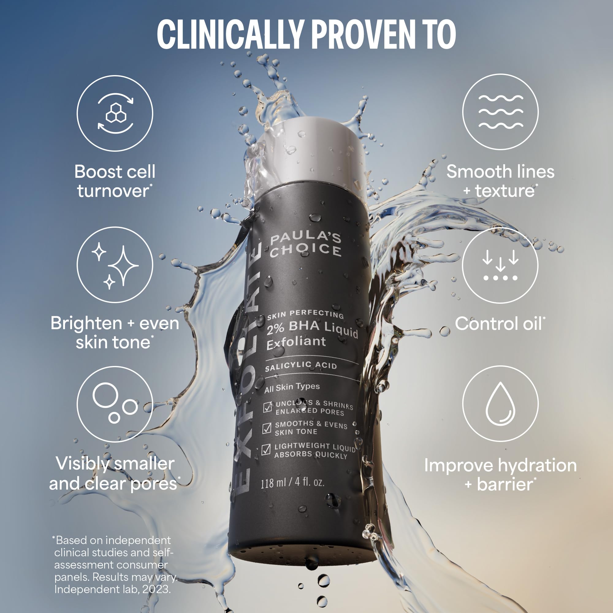 Paula's Choice SKIN PERFECTING 2% BHA Liquid Exfoliant with Salicylic Acid, Facial Polish for Enlarged Pores, Wrinkles & Fine Lines, Suitable for Blackhead-Prone Skin, Fragrance-Free