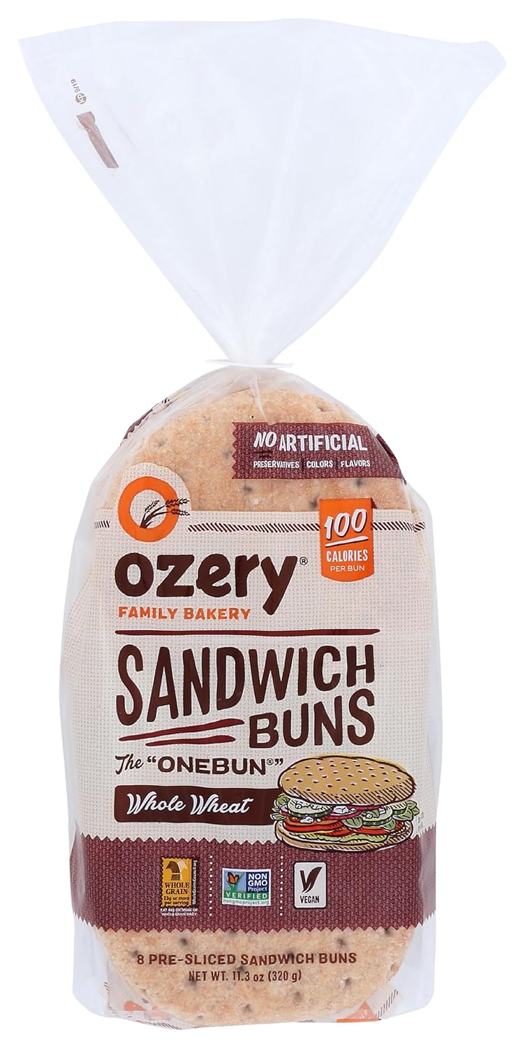 Ozery Bakery, Bun Whole Wheat Sandwich 100 Calorie, 11.3 Ounce (Frozen)