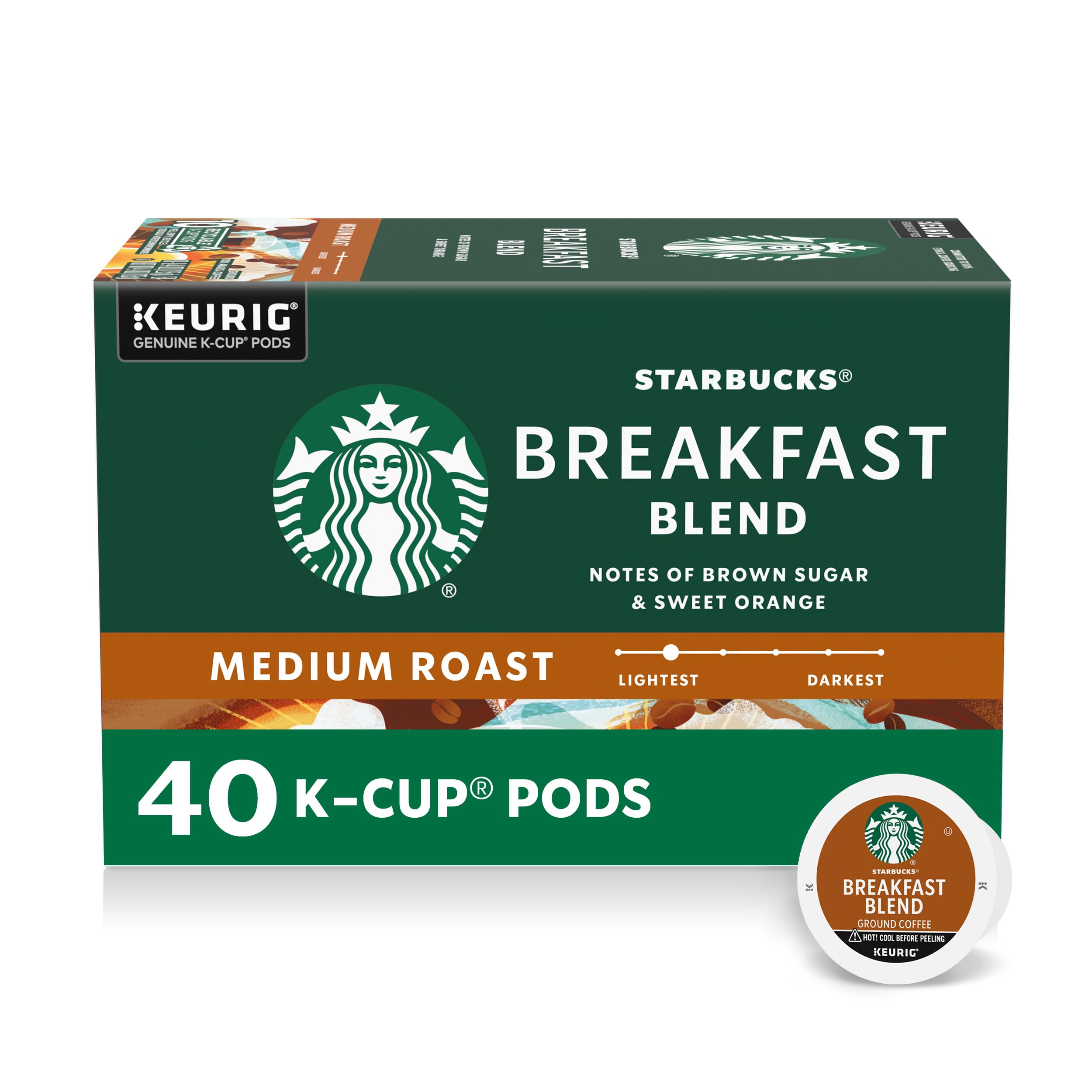 Starbucks K-Cup Coffee Pods, Medium Roast Hot or Iced Coffee, Pike Place Roast, 22 Keurig Pods