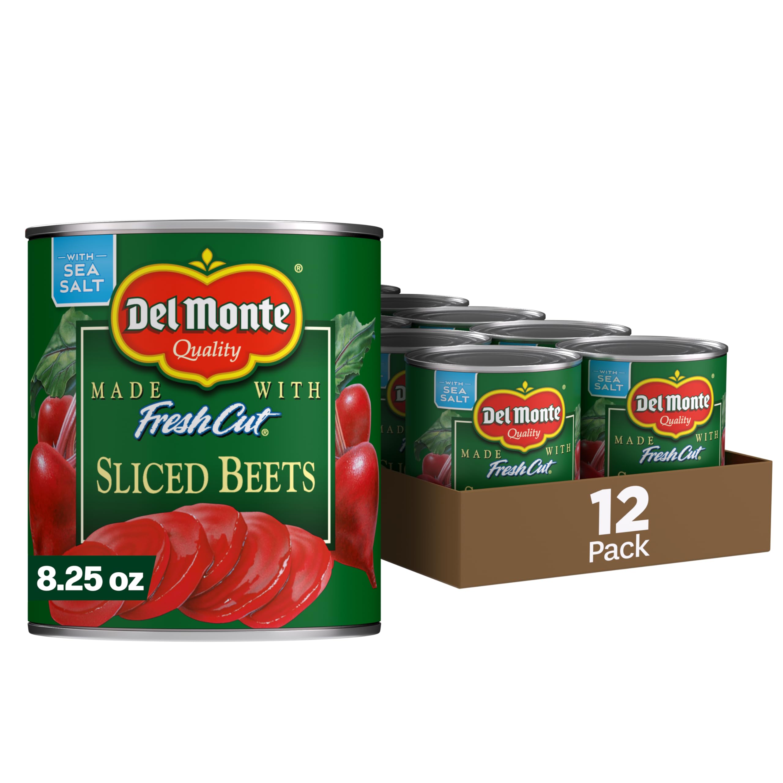 Del Monte Fresh Cut Sliced Beets, 8.25 oz. Can, Canned Vegetables (Pack of 12)