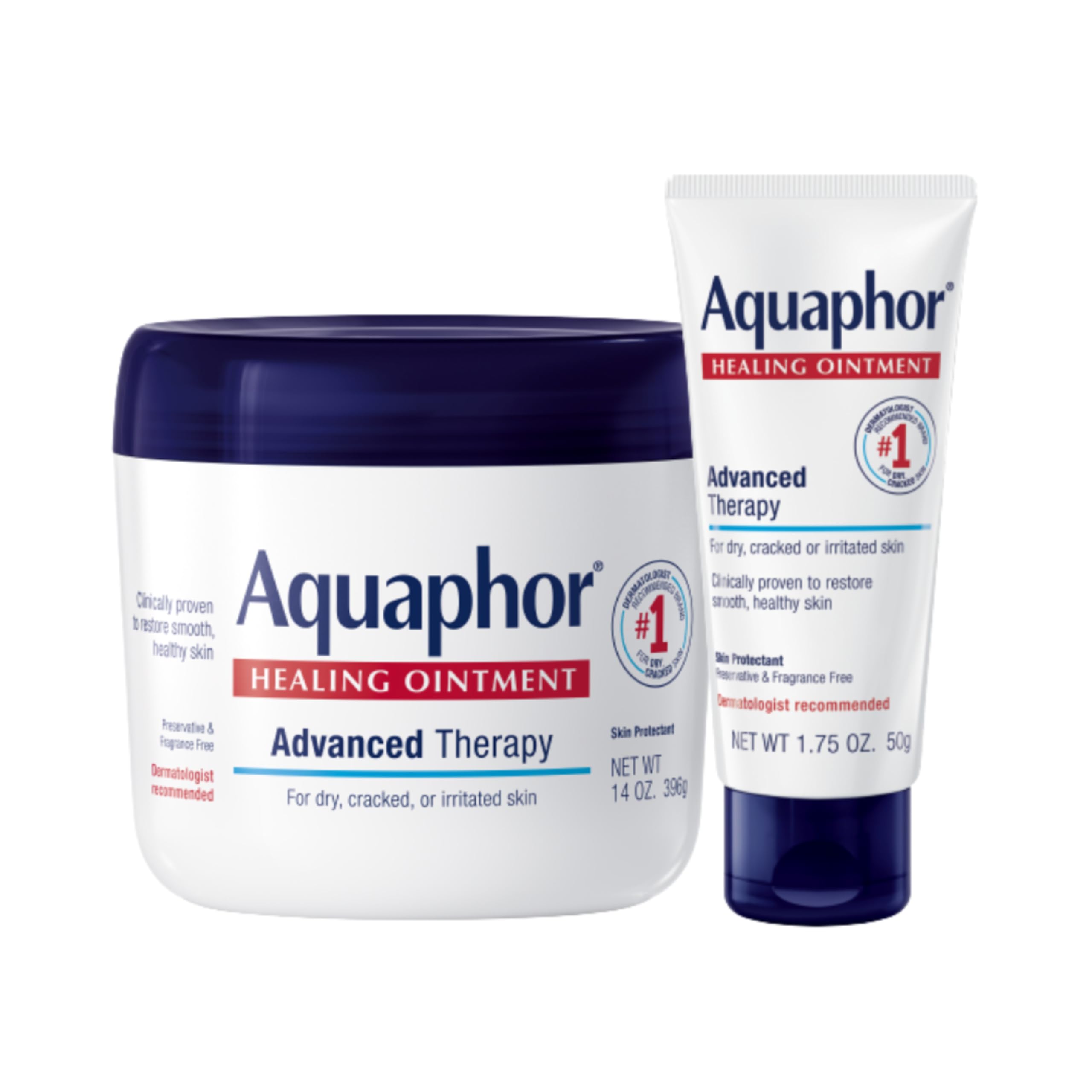 Aquaphor Healing Ointment, Advanced Therapy Skin Protectant, Multi-Purpose Healing Ointment and Body Moisturizer, For Dry, Cracked Skin, Minor Cuts and Burns, 14 Oz Jar