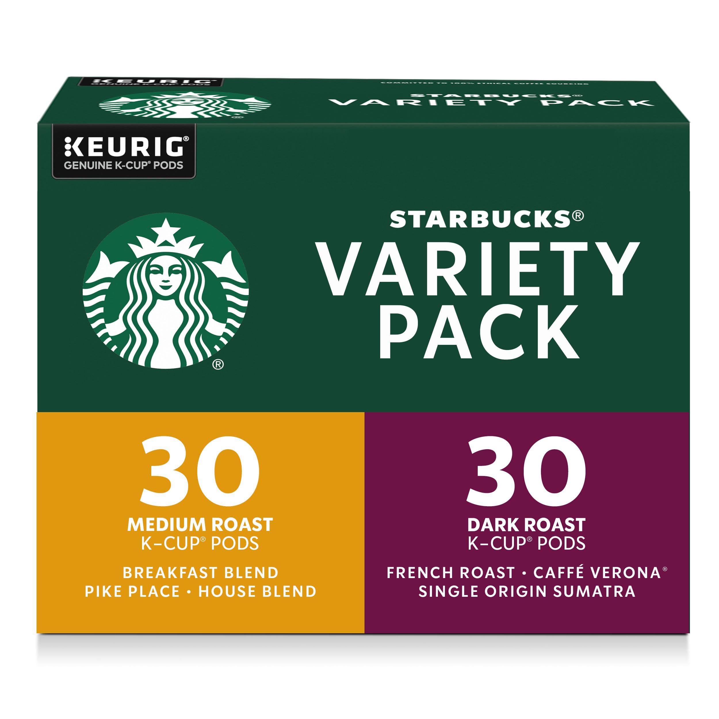 Starbucks K-Cup Coffee Pods, Medium Roast Hot or Iced Coffee, Pike Place Roast, 22 Keurig Pods