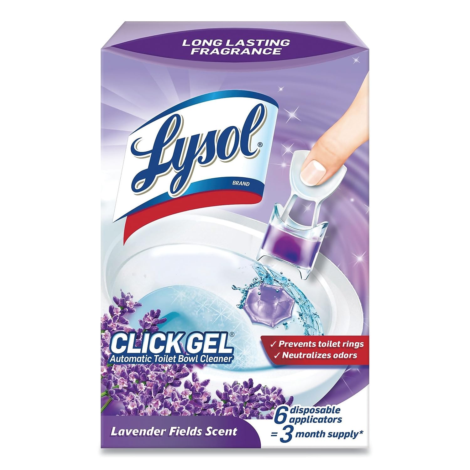 Lysol Click Gel Automatic Toilet Bowl Cleaner, Toilet Gel Stamp, Toilet Freshener, Bathroom Essentials, Refreshing Mango & Hibiscus Scent, 6 Count (Pack of 1)