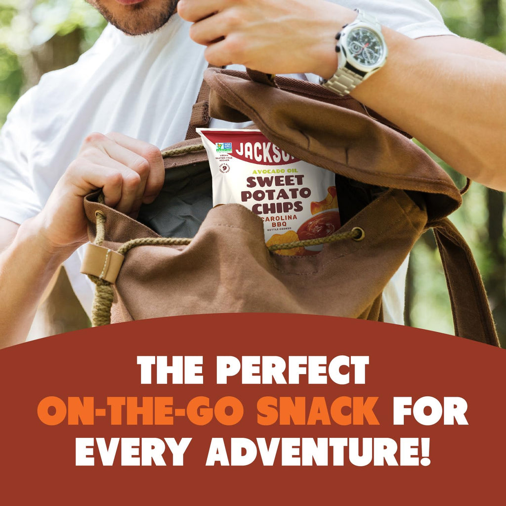 Jackson’s Sweet Potato Kettle Chips Avocado Oil Variety Pack made with Premium Oils (1.5 oz, Pack of 10) Sea Salt, Ranch and BBQ Flavors - Allergen-friendly, Gluten Free, Vegan