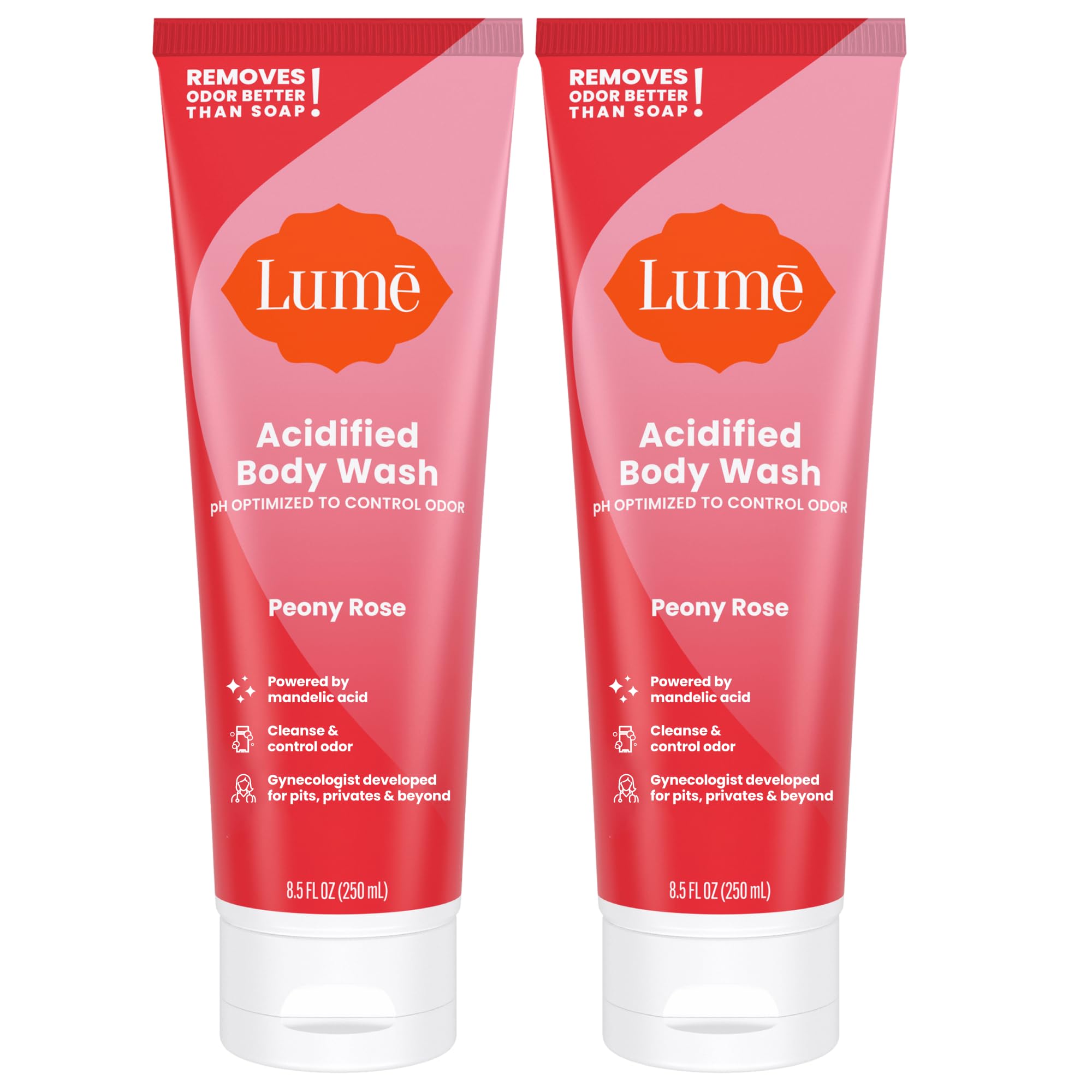 Lume Acidified Body Wash - 24 Hour Odor Control - Removes Odor Better than Soap - Moisturizing Formula - Formulated Without SLS or Parabens - OB/GYN Developed - 8.5 ounce (Clean Tangerine)