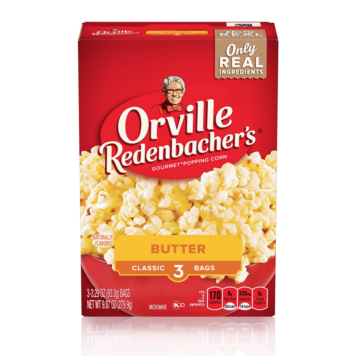 Orville Redenbacher’s Microwave Popcorn, Butter Flavor, 3g Fiber Per Serving, 3.29 oz., 36-Count