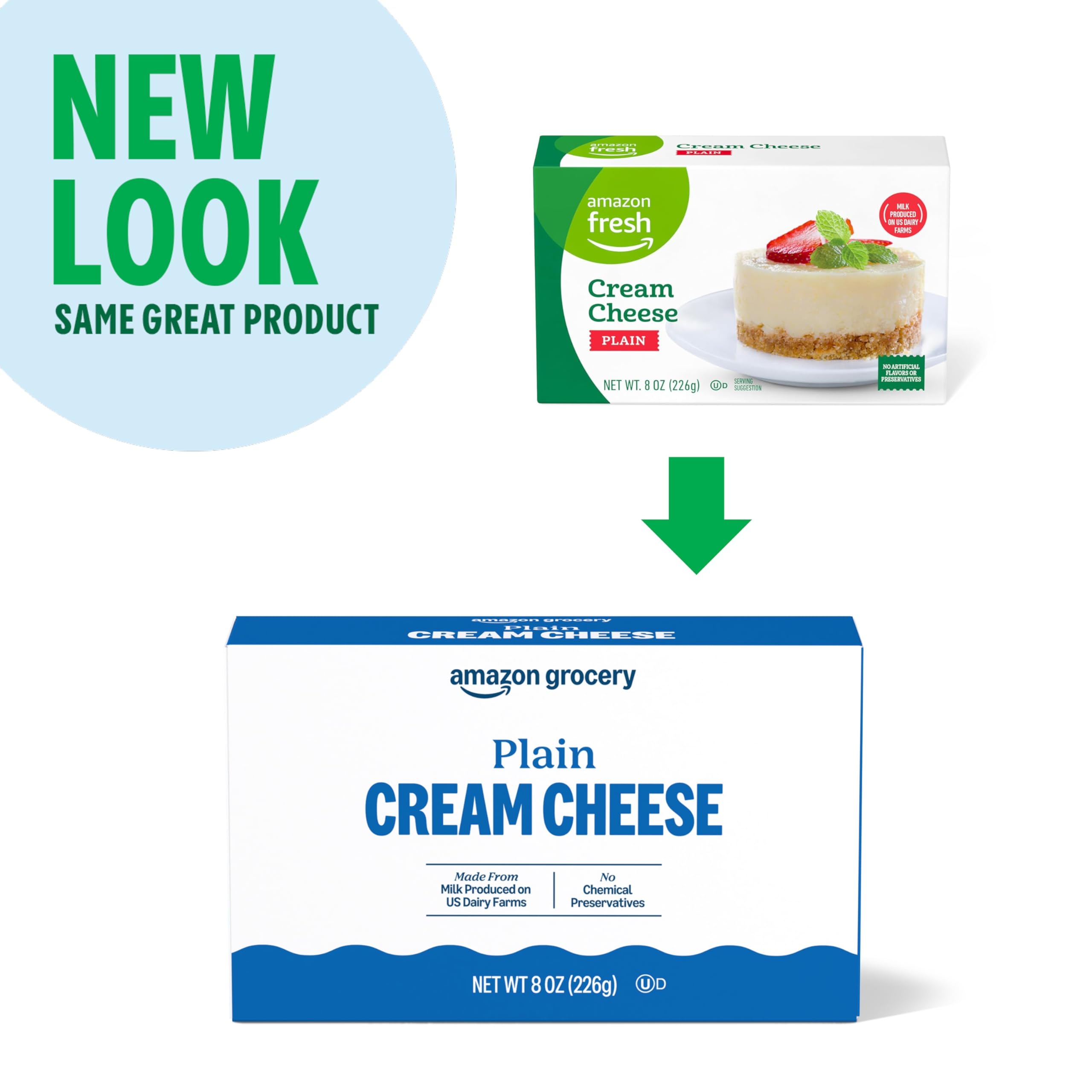 Amazon Grocery, Cream Cheese, 8 Oz (Previously Amazon Fresh, Packaging May Vary)