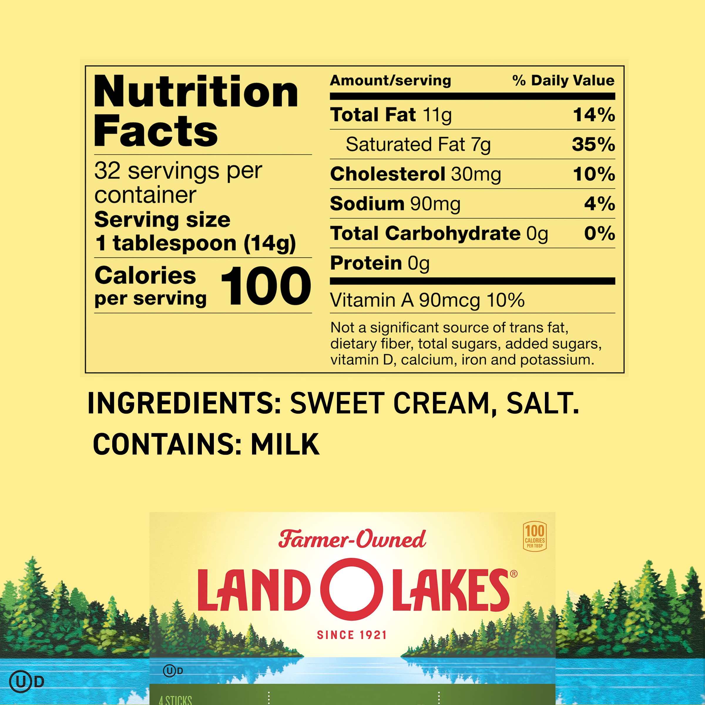 Land O Lakes Salted Butter, Made with Sweet Cream and Salt, 4 sticks, 1 lb pack