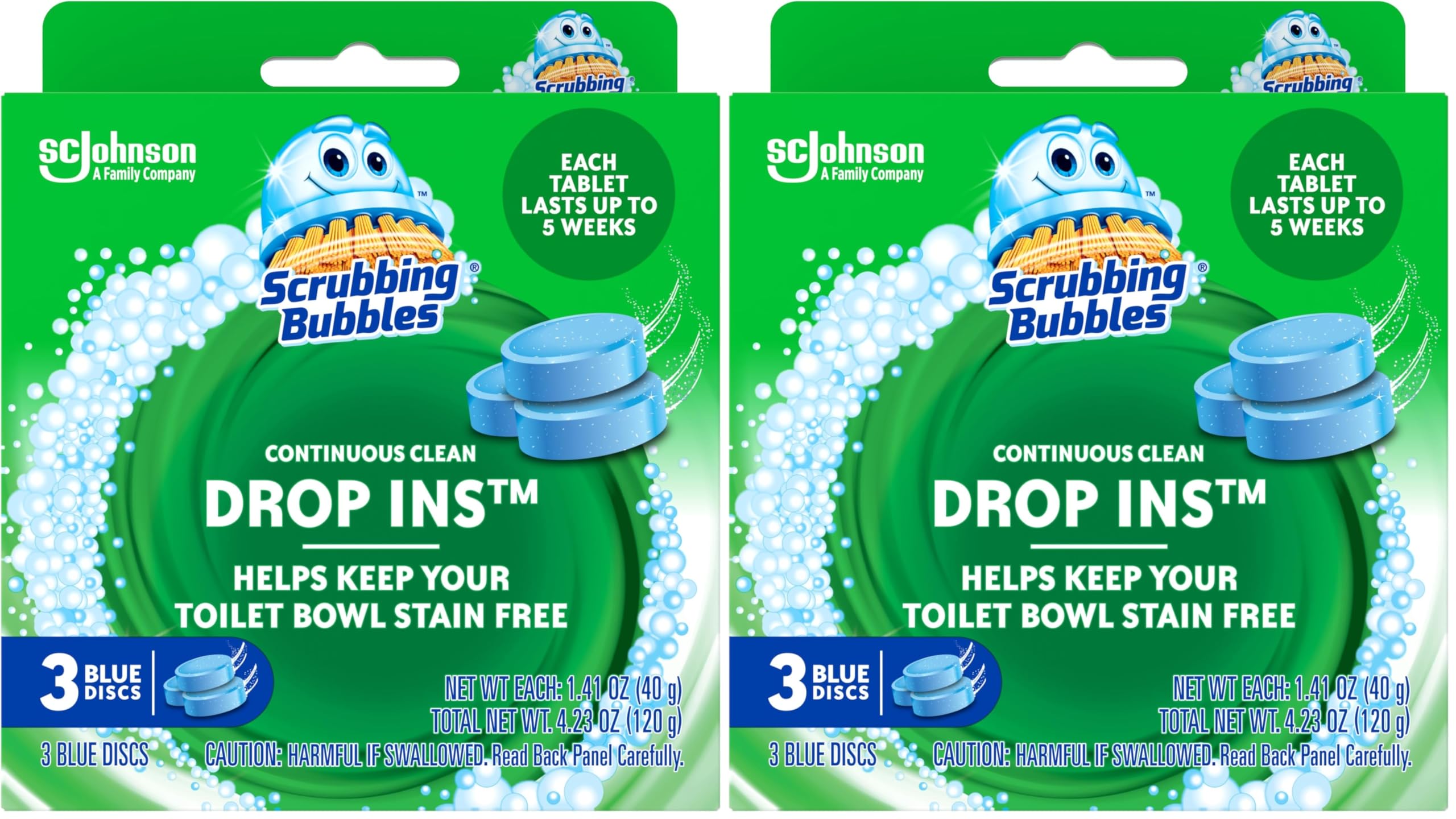 Scrubbing Bubbles Toilet Tablets, Continuous Clean Toilet Drop Ins, Helps Keep Toilet Stain Free and Helps Prevent Limescale Buildup, 3 Count, Pack Of 1