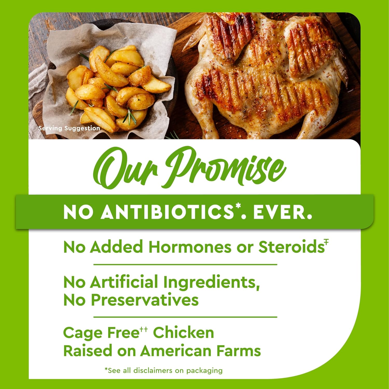 Just Bare Natural Fresh Whole Chicken | Antibiotic Free | Bone-In | Without Giblets & Neck | 5.0 LB