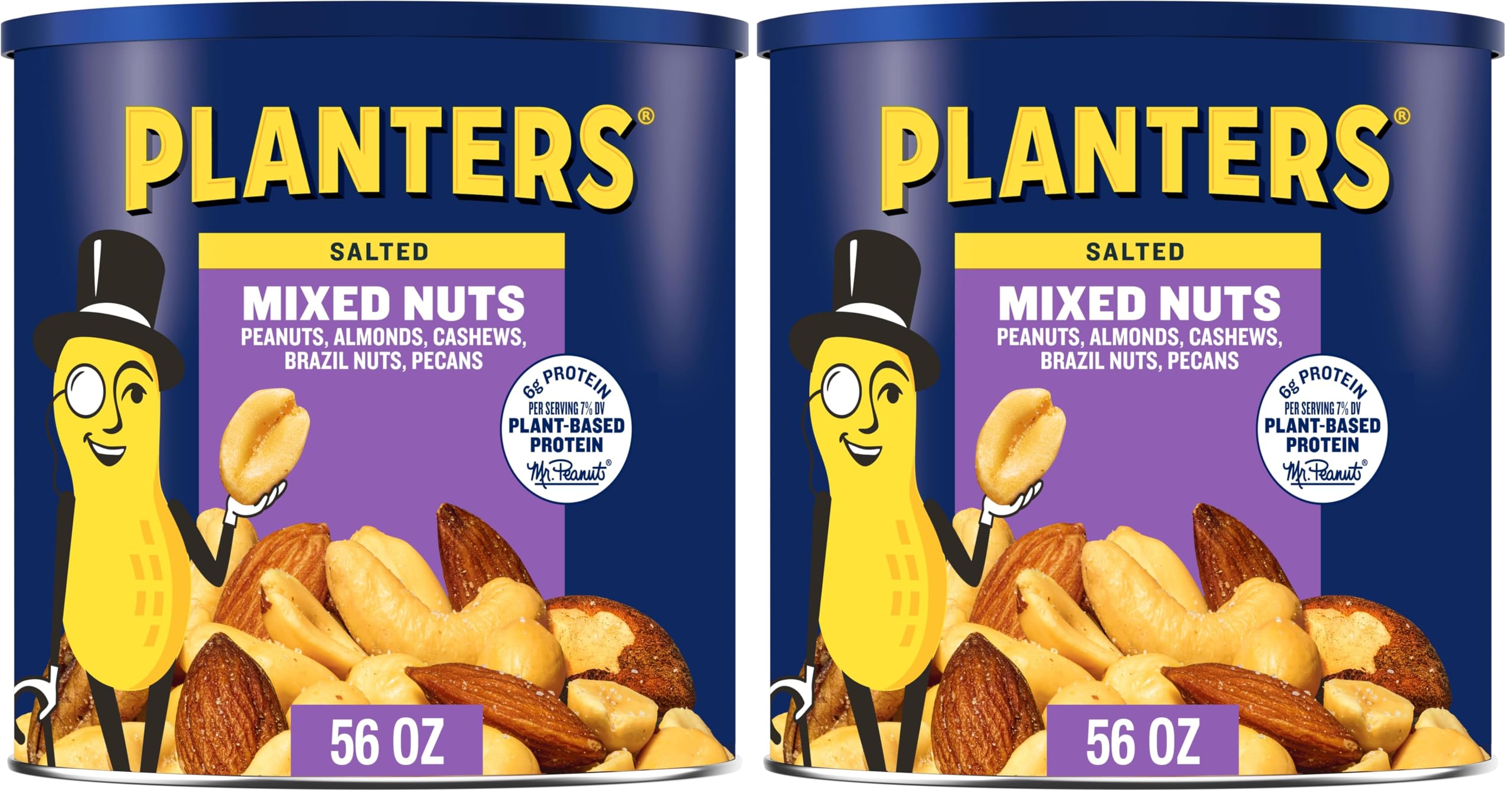 PLANTERS Deluxe Salted Mixed Nuts, Roasted Cashews, Almonds, Pecans, Pistachios, and Hazelnuts, Party Snacks, Plant-Based Protein, Quick Snack for Adults, After School Snack, 34oz Container