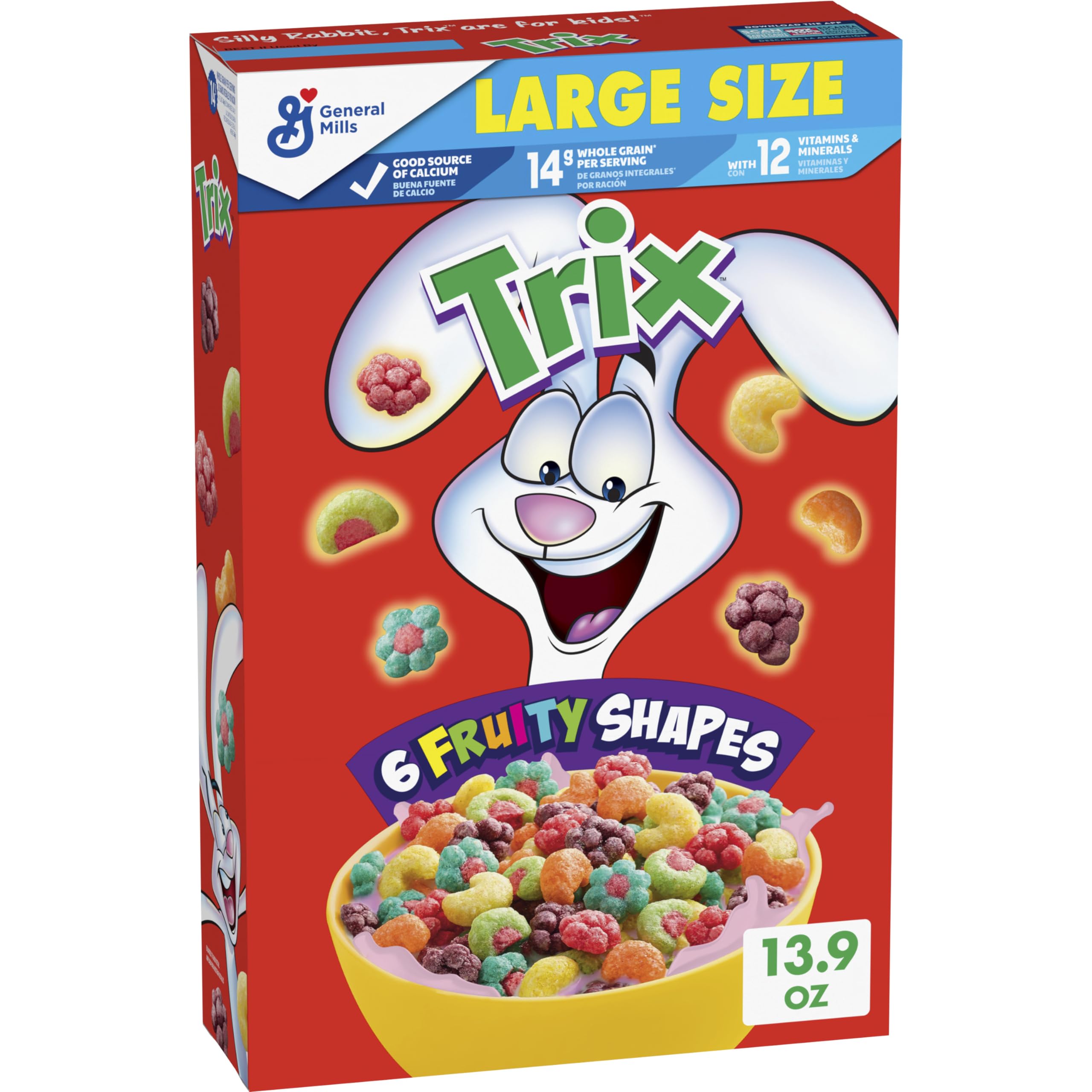 Trix Breakfast Cereal, 6 Fruity Shapes, Made with Whole Grain, 10.7 oz