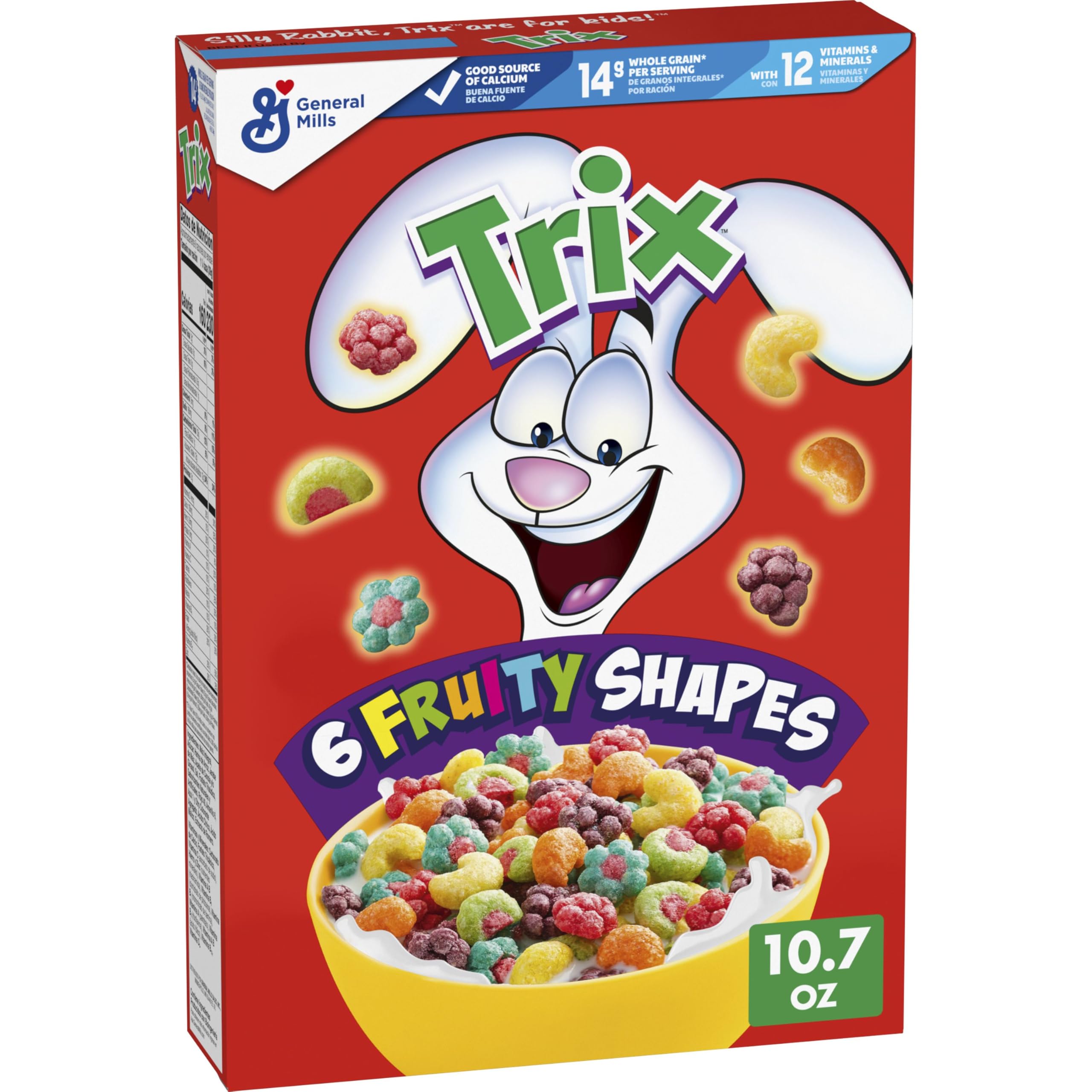 Trix Breakfast Cereal, 6 Fruity Shapes, Made with Whole Grain, 10.7 oz