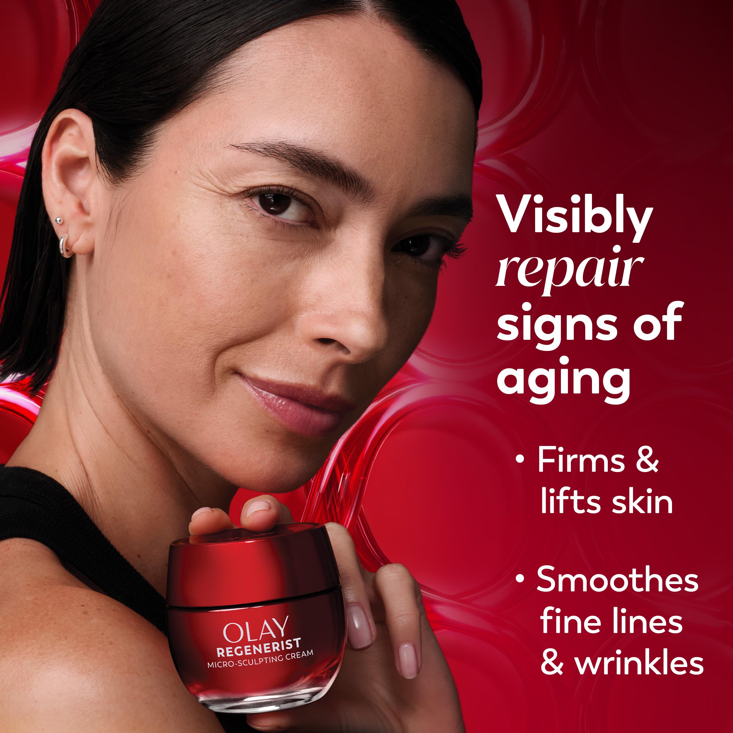 Olay Face Moisturizer, Regenerist Micro-Sculpting Cream for Women, Fragrance-Free - Anti-Aging, Anti-Wrinkle, Firming Skin Care - Triple Collagen Cream, Peptide, Hyaluronic Acid, Niacinamide, 1.7oz