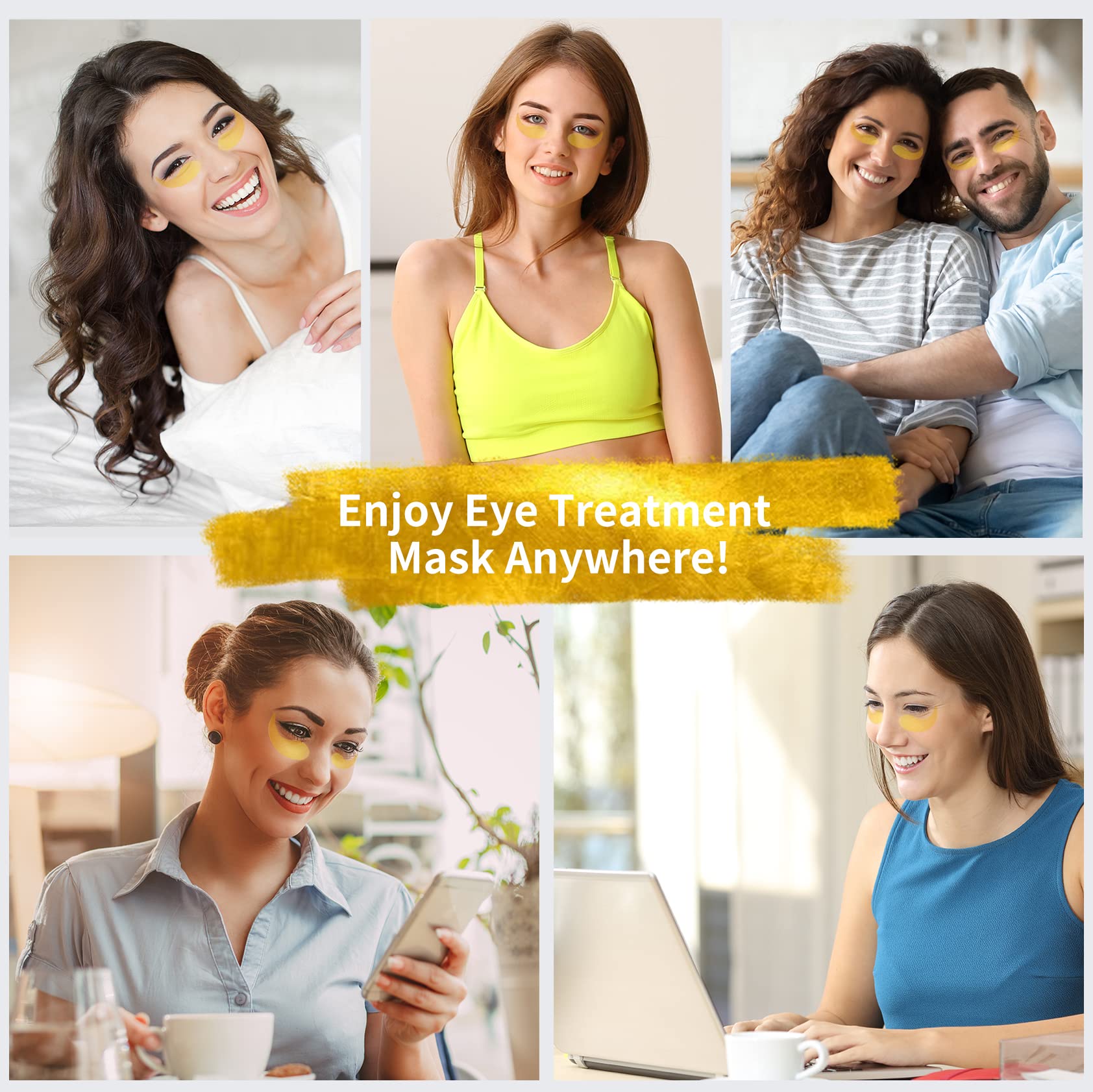 24K Gold Under Eye Patches - 60 Pack for Puffy Eyes, Dark Circles, Bags & Wrinkles with Collagen & Hyaluronic Acid - Eye Care Pads for Daily Skincare (Gold)