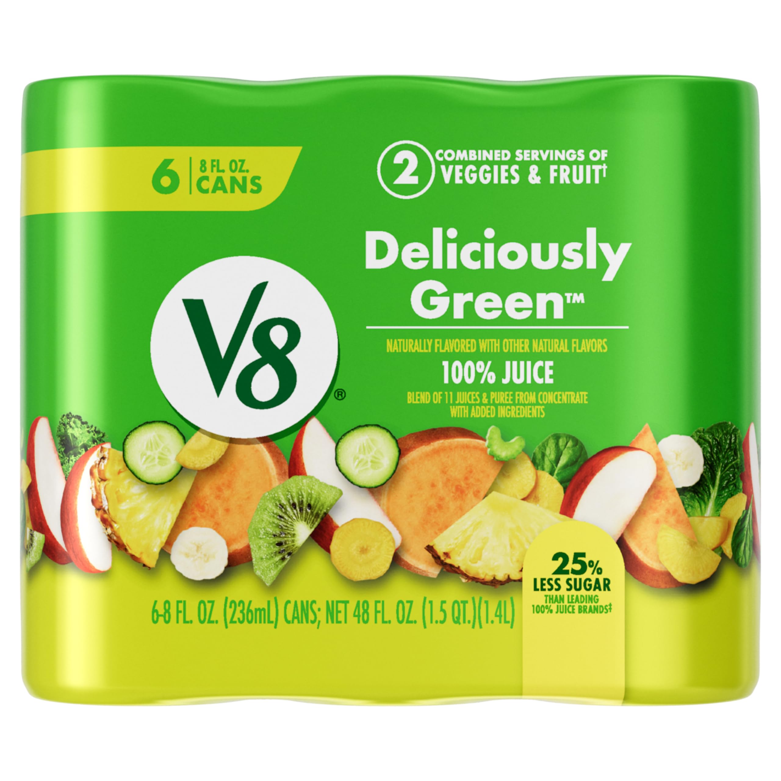 V8 Strawberry Banana 100% Fruit and Vegetable Juice, 8 fl oz Can (6 Pack)