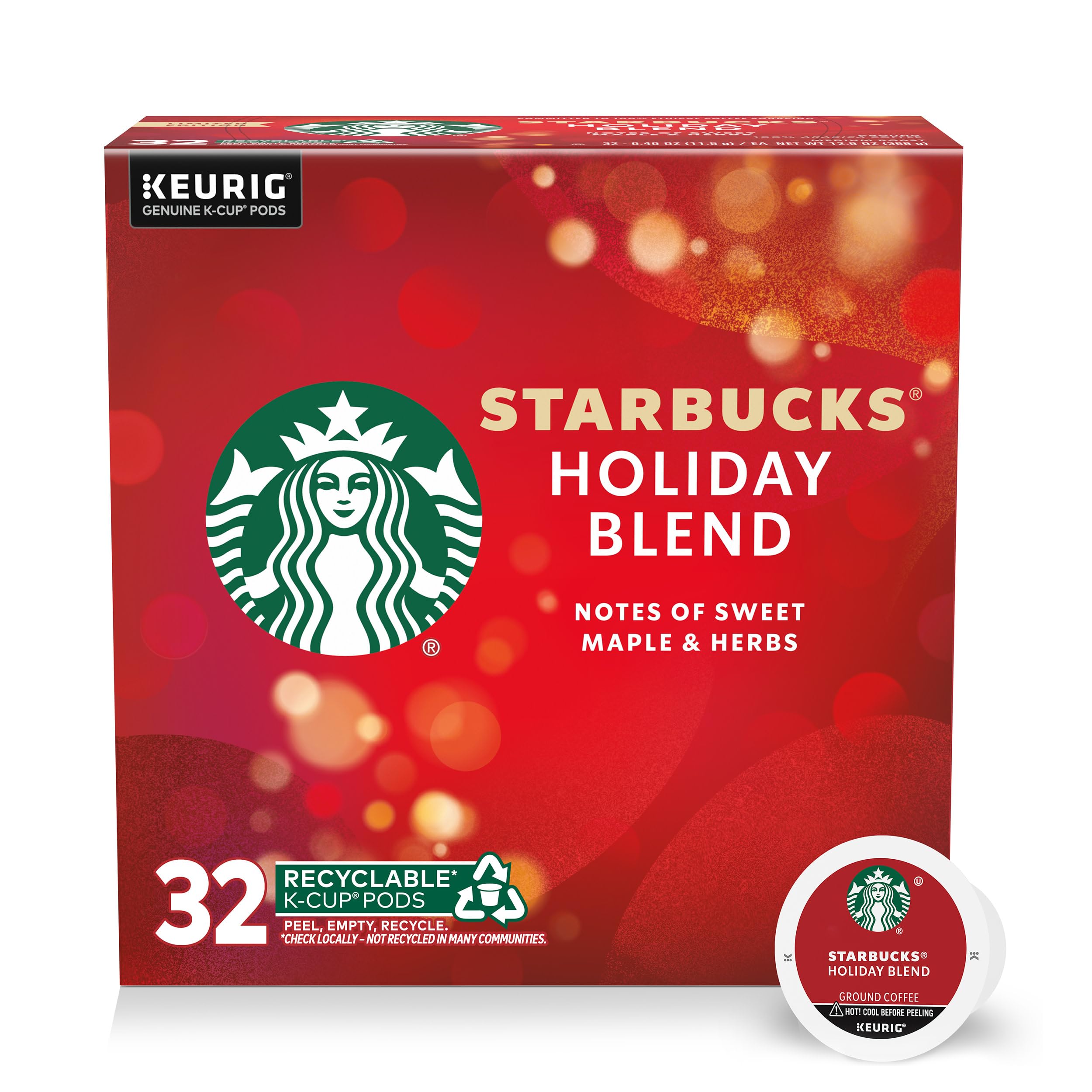 Starbucks K-Cup Coffee Pods, Medium Roast Hot or Iced Coffee, Pike Place Roast, 22 Keurig Pods