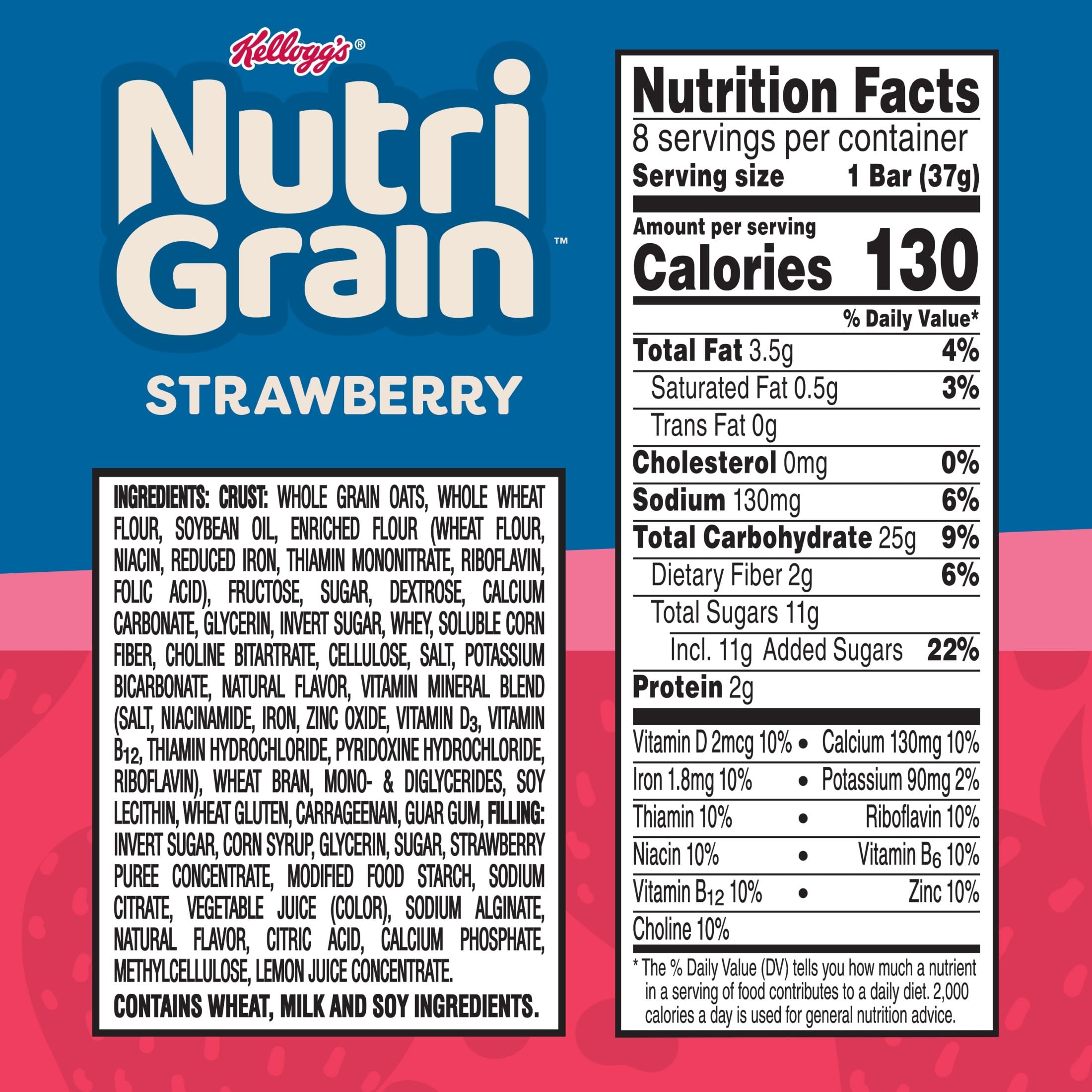Nutri-Grain Soft Baked Breakfast Bars, Kids Snacks, Whole Grain, Variety Pack (4 Boxes, 32 Bars)