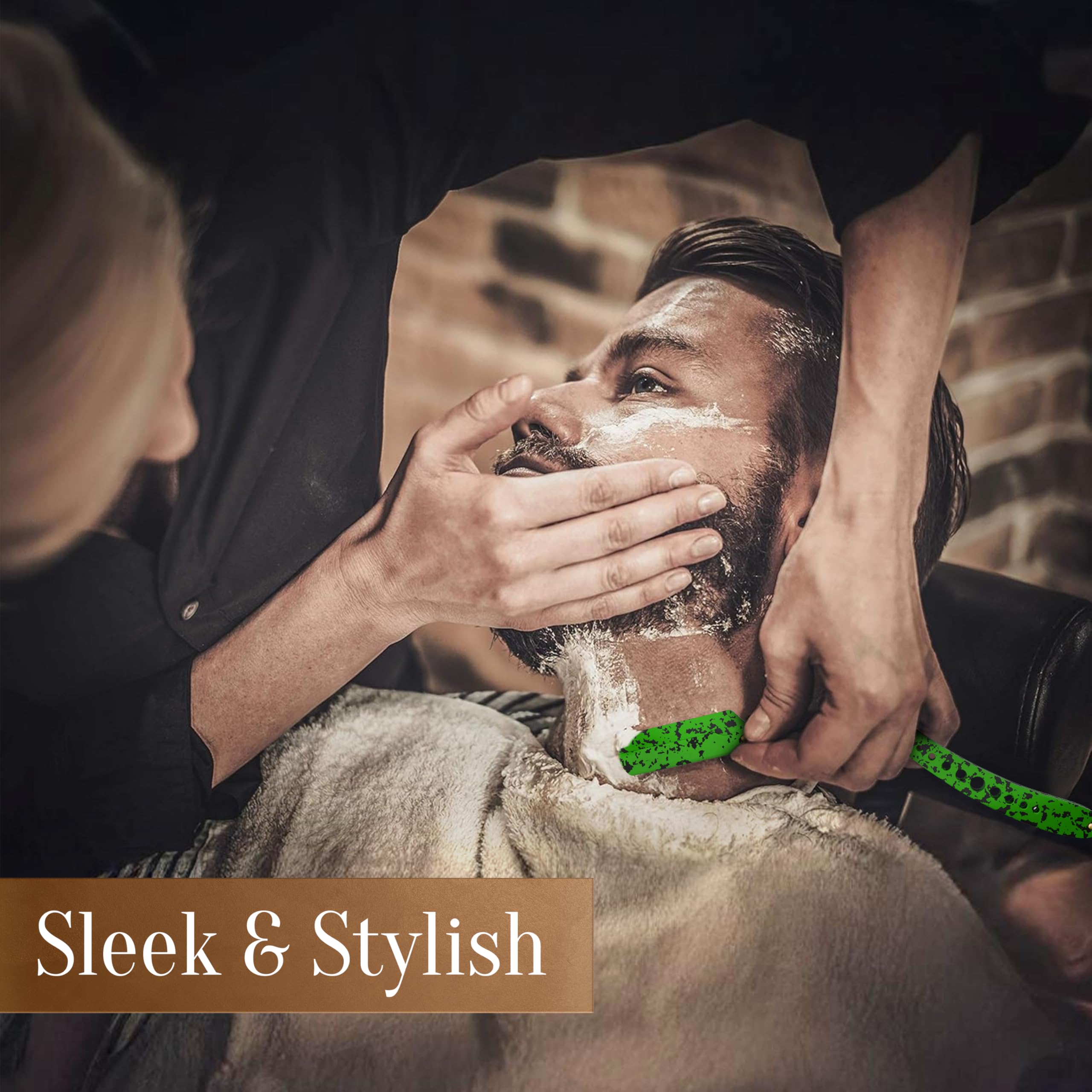 Facón Straight Razors for Men - Professional Barber Straight Edge Razor Kit with 100 Blades, Wooden Stainless Steel Barbero Shaver for a Smooth & Precise Shave, Premium Barber Razor for Men's Shaving