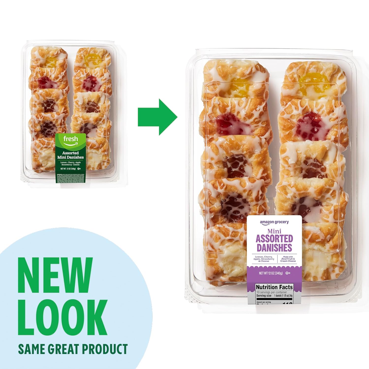 Amazon Grocery, Mini Assorted Danishes, 12 Oz (Previously Fresh Brand, Packaging May Vary)