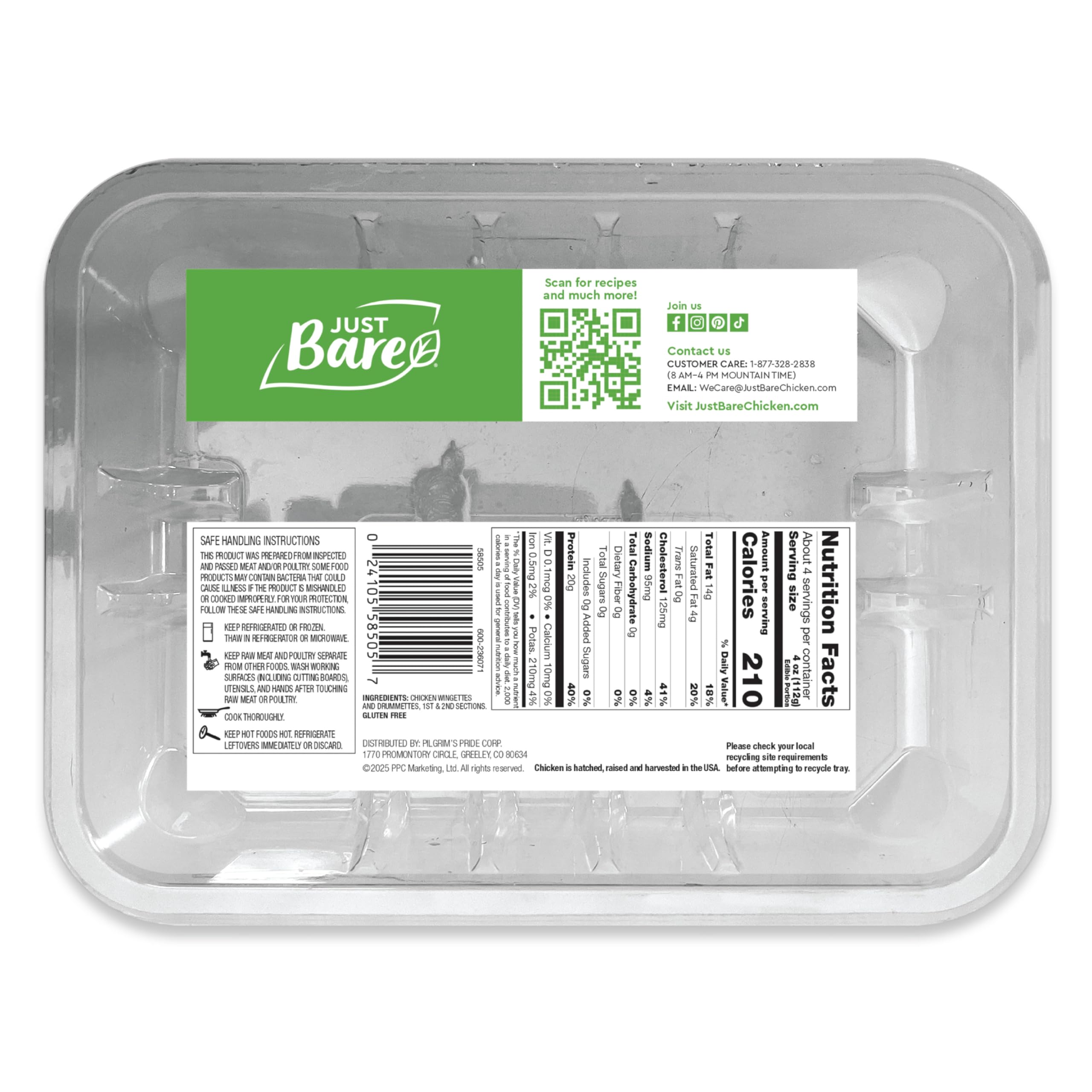 Just Bare® All Natural Fresh Chicken Wingettes & Drumettes | Family Pack | No Antibiotics Ever | Bone-In | 2.0 LB