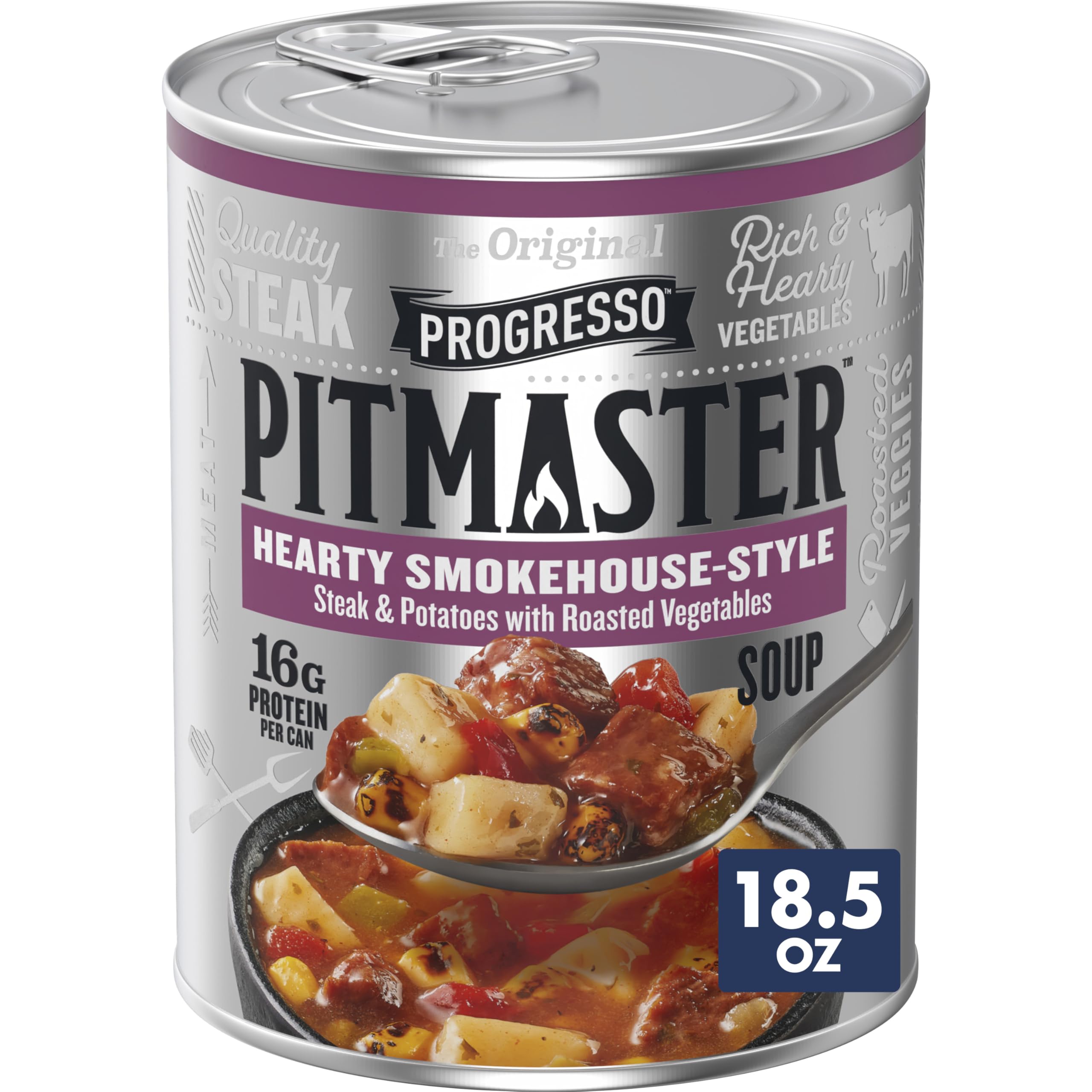 Progresso Pitmaster Steakhouse Style Steak and Bean, Gluten Free, Canned Soup, 18.5 oz