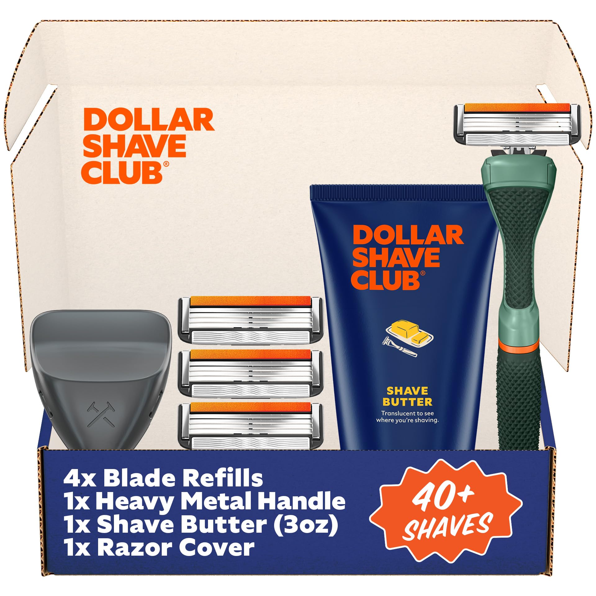 Dollar Shave Club | The Member Exclusive Shave Set | 4 Swift Rinse Refill Cartridges, 1 Handle (Black), 1 Shave Butter 3 ounce, 1 Razor Cover, Razors for Men