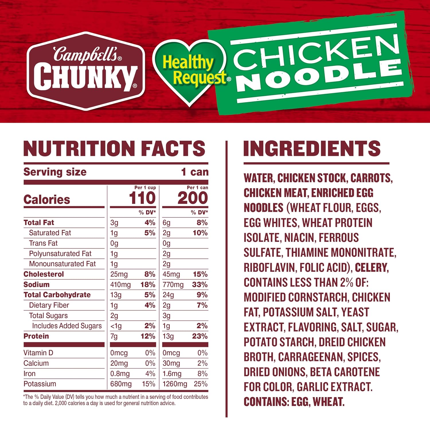 Campbell's Chunky Healthy Request Chicken Noodle Soup, 16.1 oz Can (8 Pack)