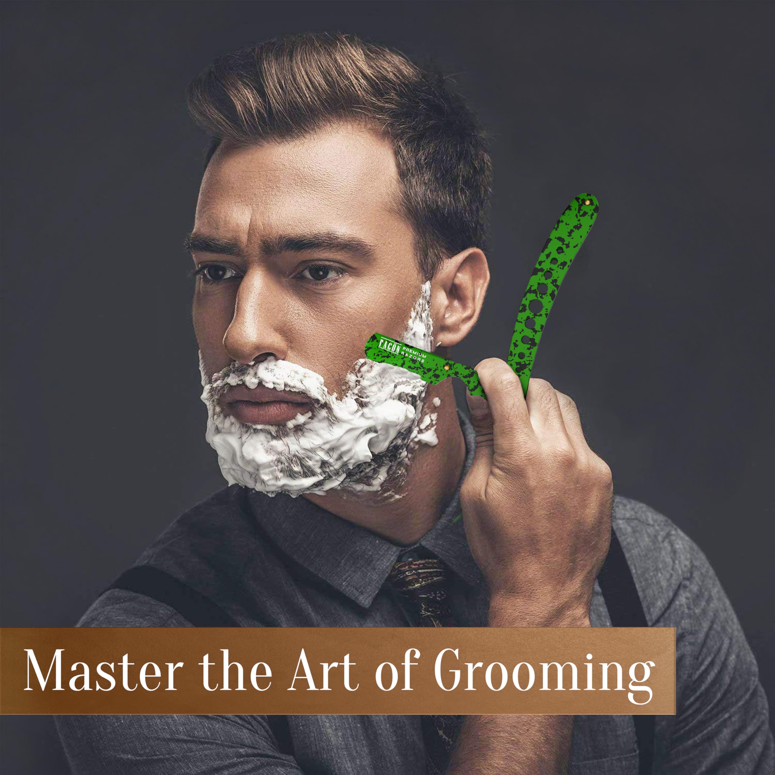 Facón Straight Razors for Men - Professional Barber Straight Edge Razor Kit with 100 Blades, Wooden Stainless Steel Barbero Shaver for a Smooth & Precise Shave, Premium Barber Razor for Men's Shaving