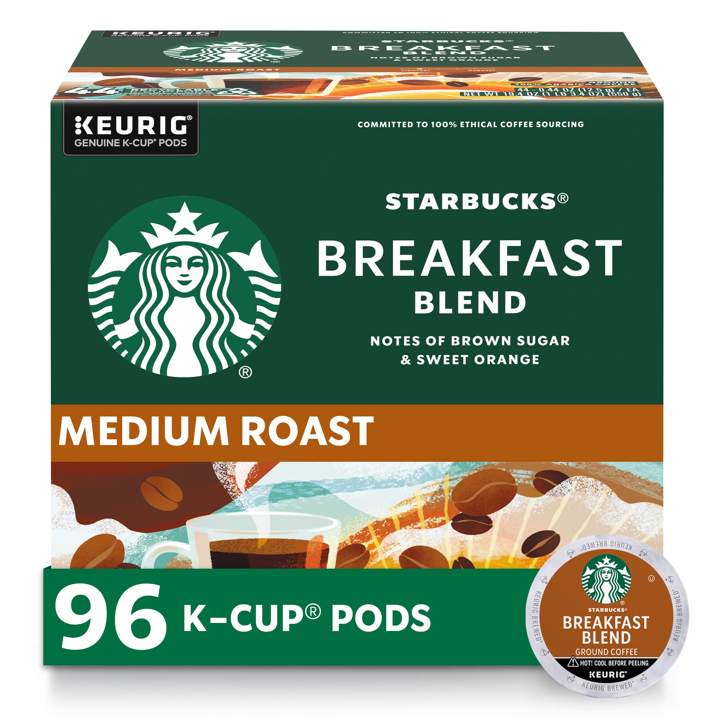 Starbucks K-Cup Coffee Pods, Medium Roast Hot or Iced Coffee, Pike Place Roast, 22 Keurig Pods